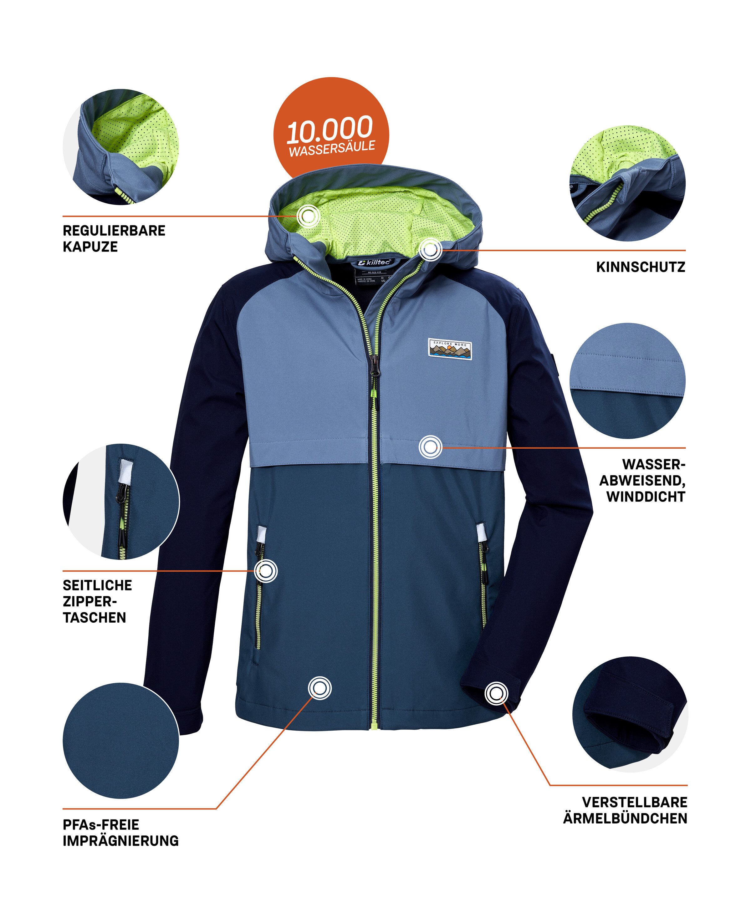 Killtec Softshell-jack KOS 137 BYS SFTSHLL JCKT Killtec kids softshelljack: wind- en waterafstotend, PFAS-vrij