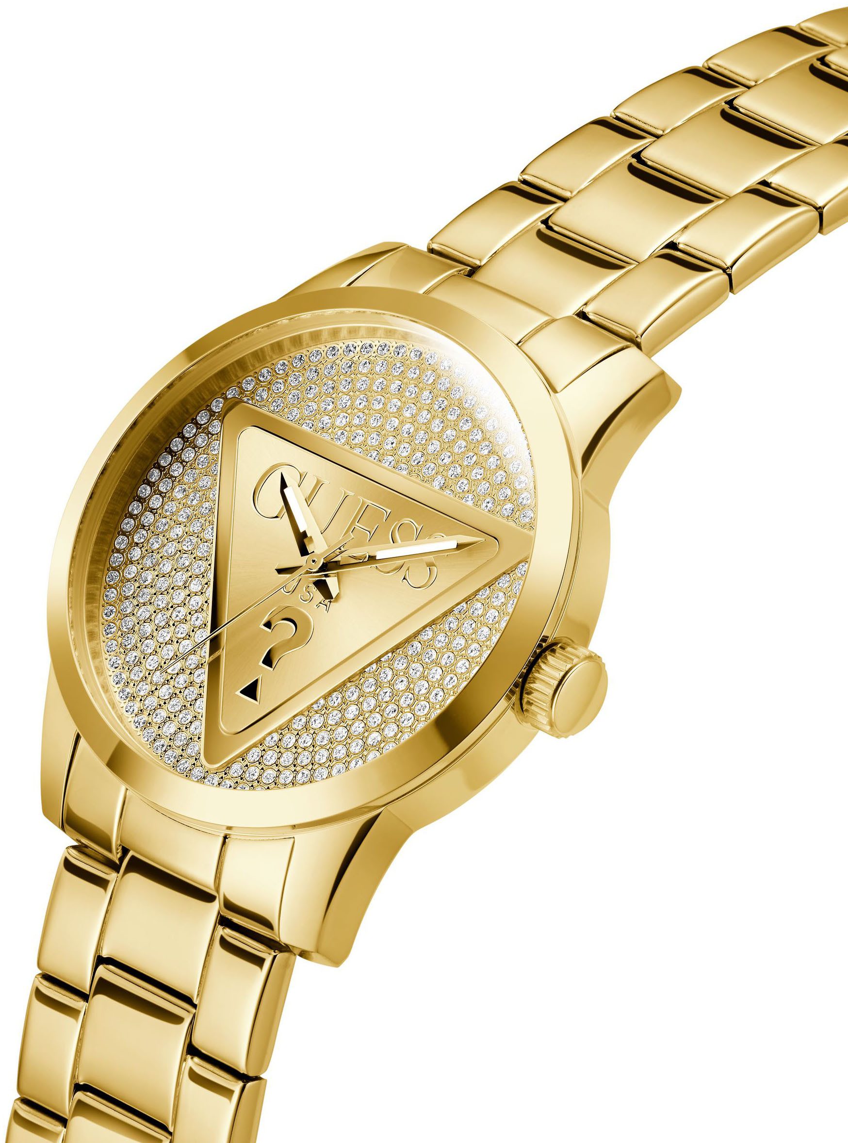Guess Kwartshorloge Badge Horloge, herenhorloge, stalen armband