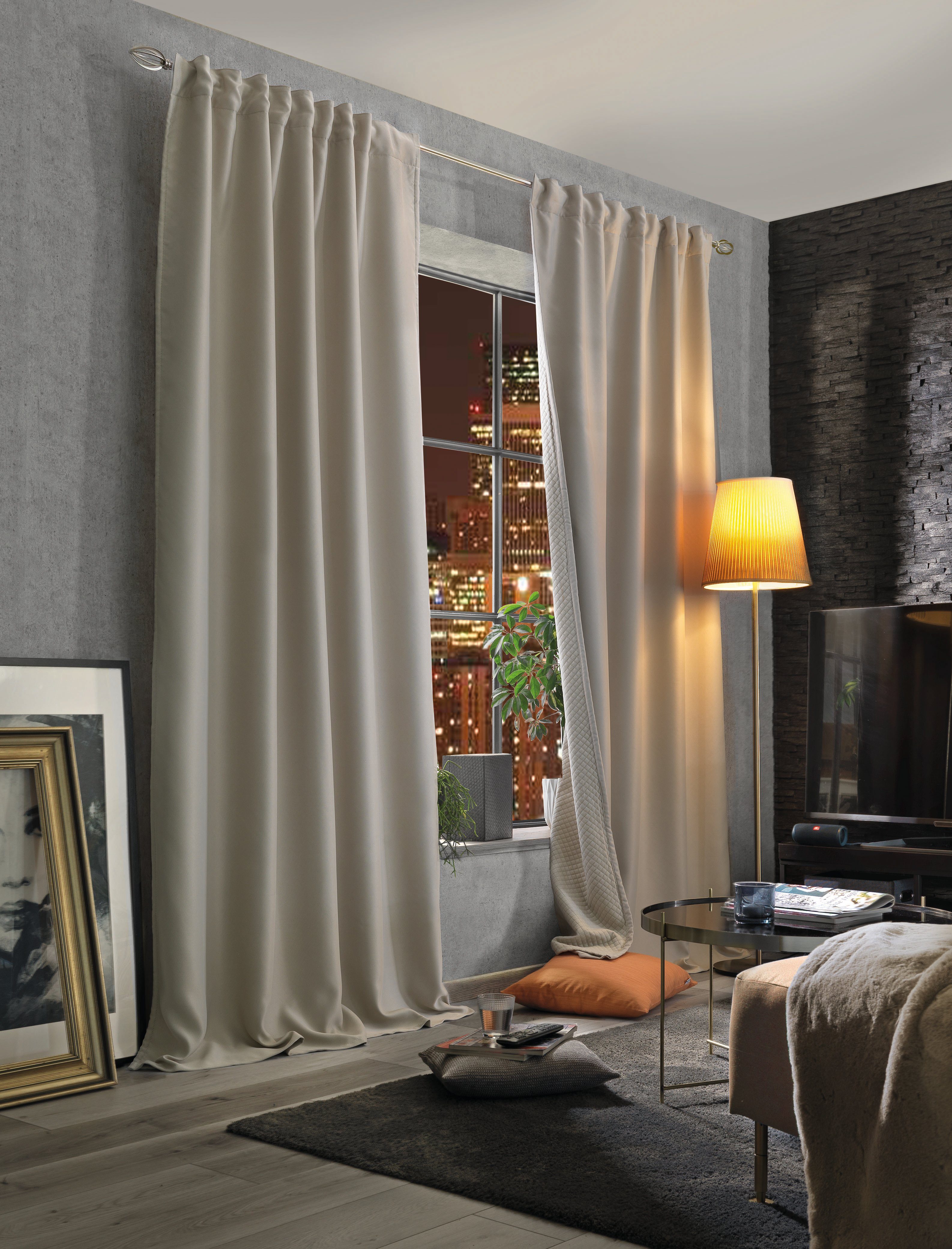 Home Basics Gordijn ACUSTICO Thermo, verduisterend, akoestisch fleece (1 stuk)