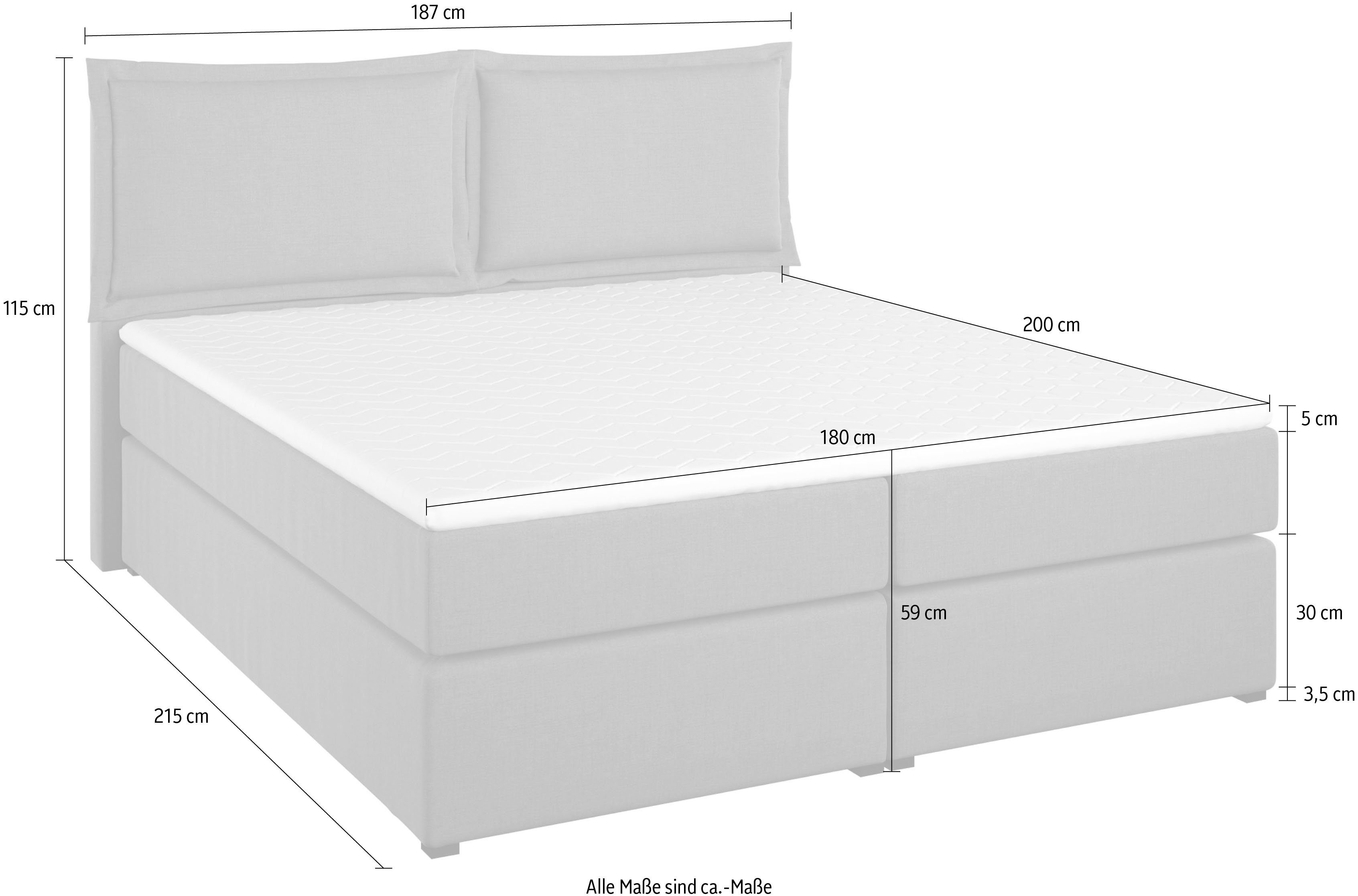 Home affaire Boxspring Lysann 5-voudig verstelbaar hoofdbord, in 4 breedten, 3 matrassoorten