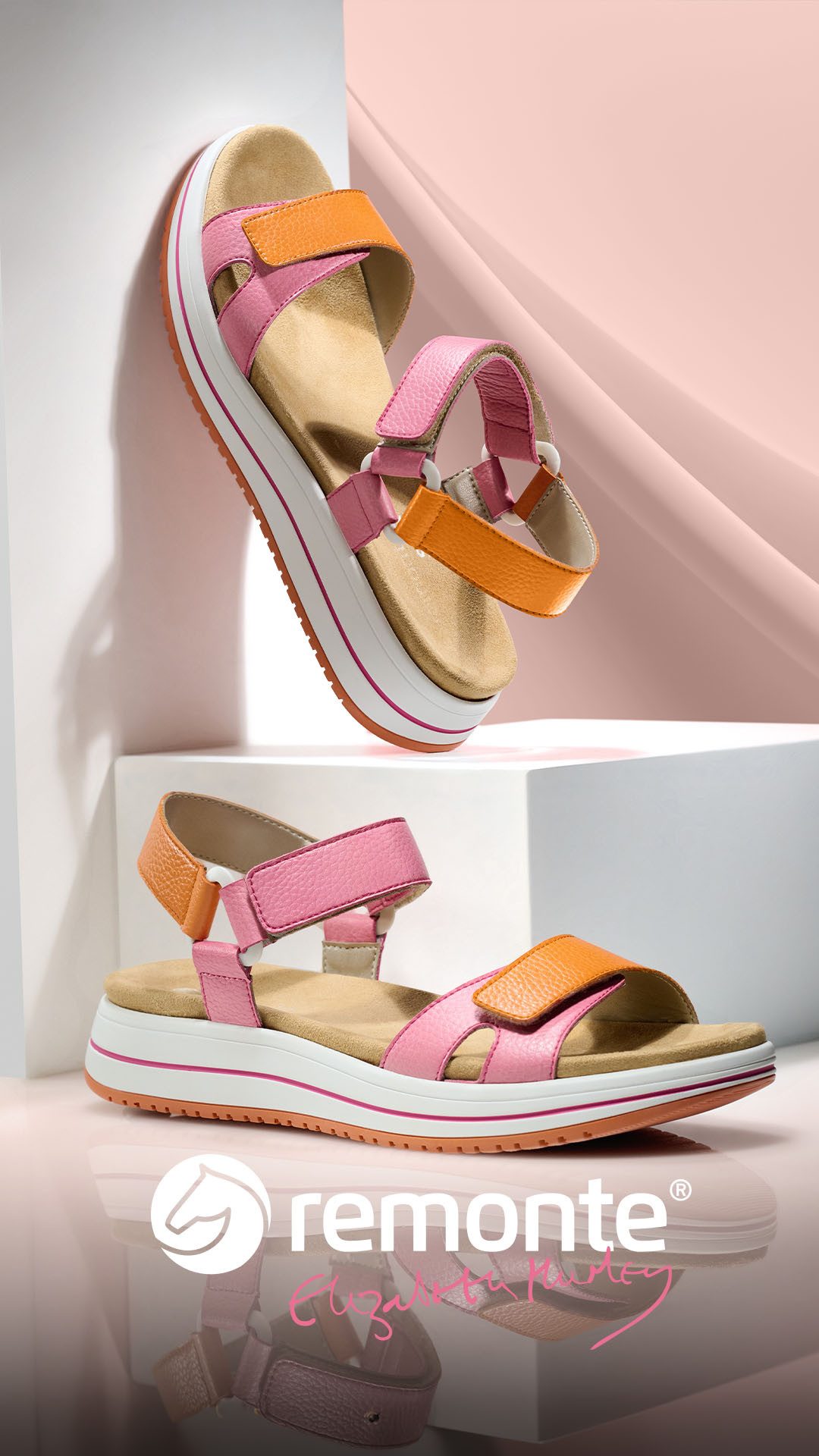 Remonte Sandalen Elisabeth Hurley-Collection , sleehak, klittenbandschoen, sandaal met plateauschoen