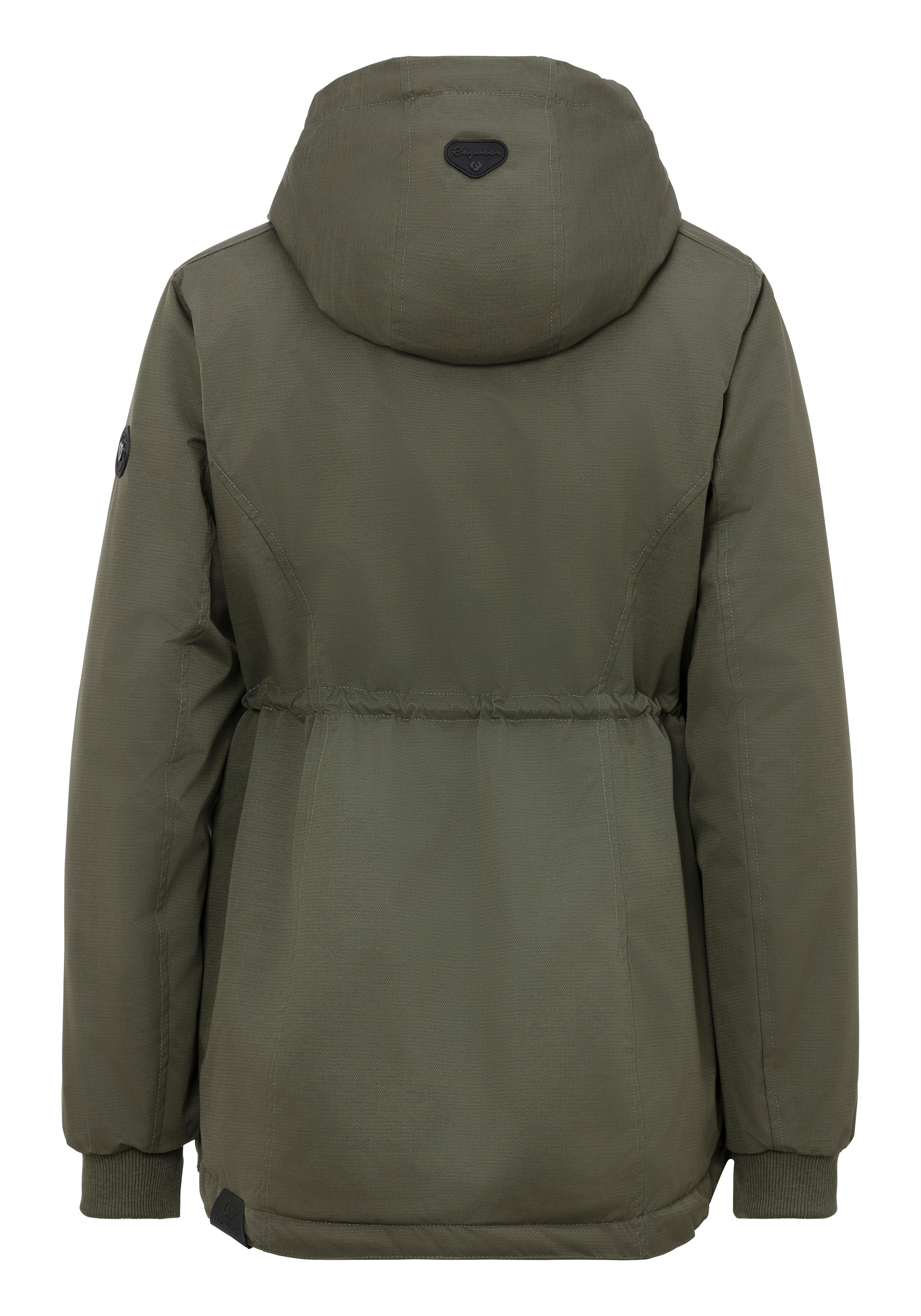 Ragwear Outdoorjack DOWEY WARM licht verwarmende overgangsjas met hoge kraag en capuchon