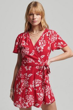 superdry zomerjurk vintage mini-jurk in wikkel-look rood