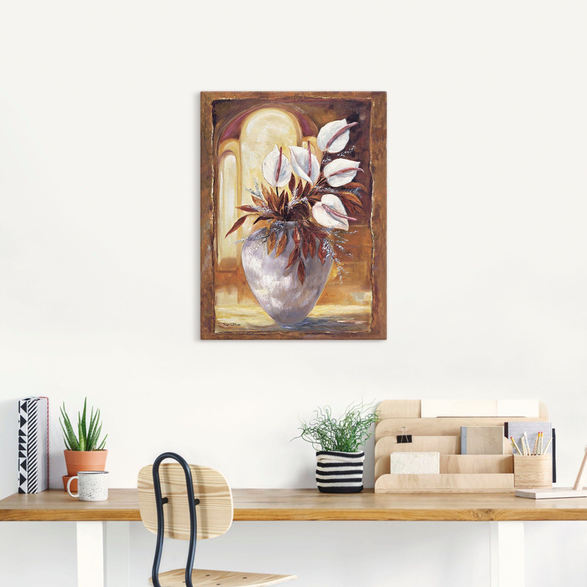 Artland Artprint Witte bloemen in vaas I in vele afmetingen & productsoorten -artprint op linnen, poster, muursticker / wandfolie ook geschikt voor de badkamer (1 stuk)