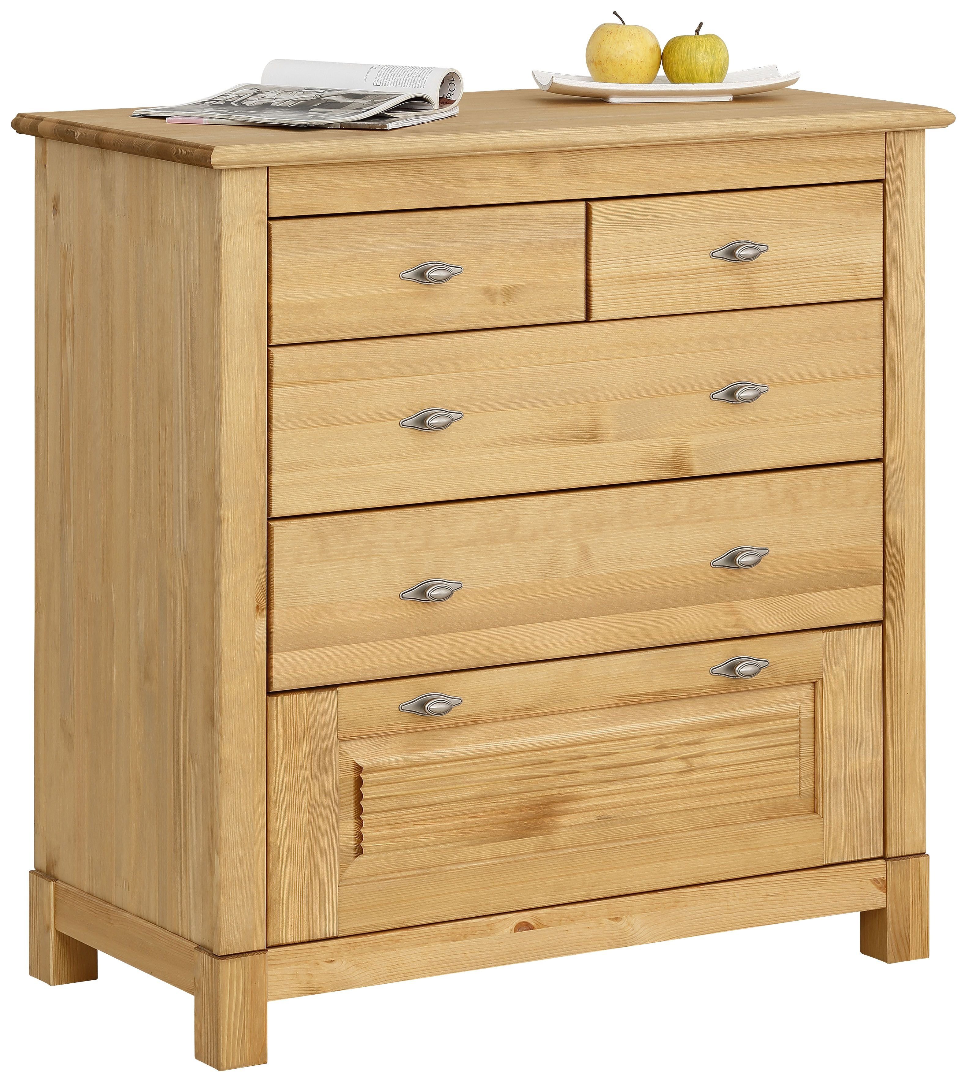 Home affaire Ladekast Rauna van massief grenen, met 5 laden, breedte 96 cm commodes & ladekasten beige