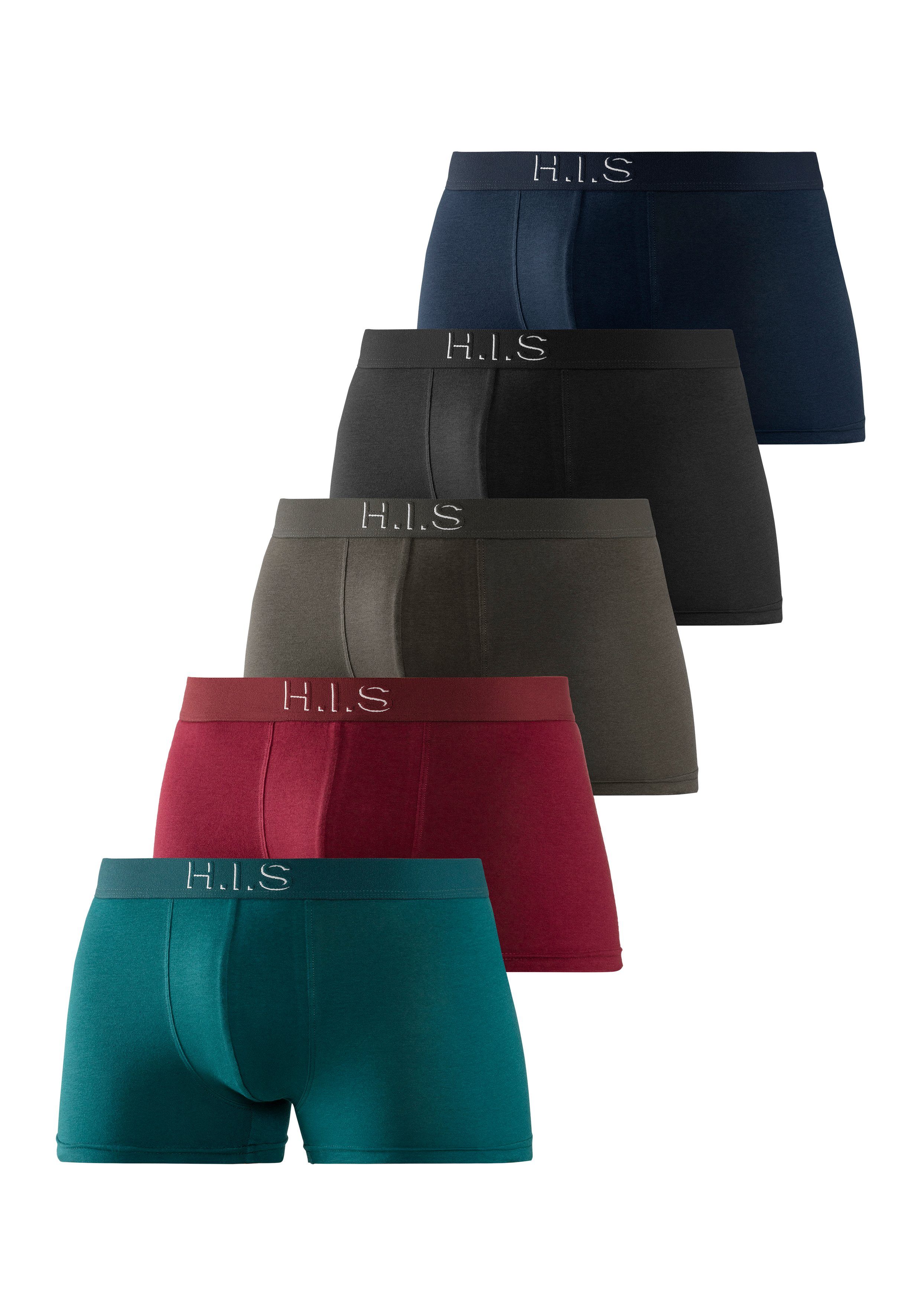 H.I.S Boxershort voor heren Logoweefband met 3D-effect (set 5 stuks)