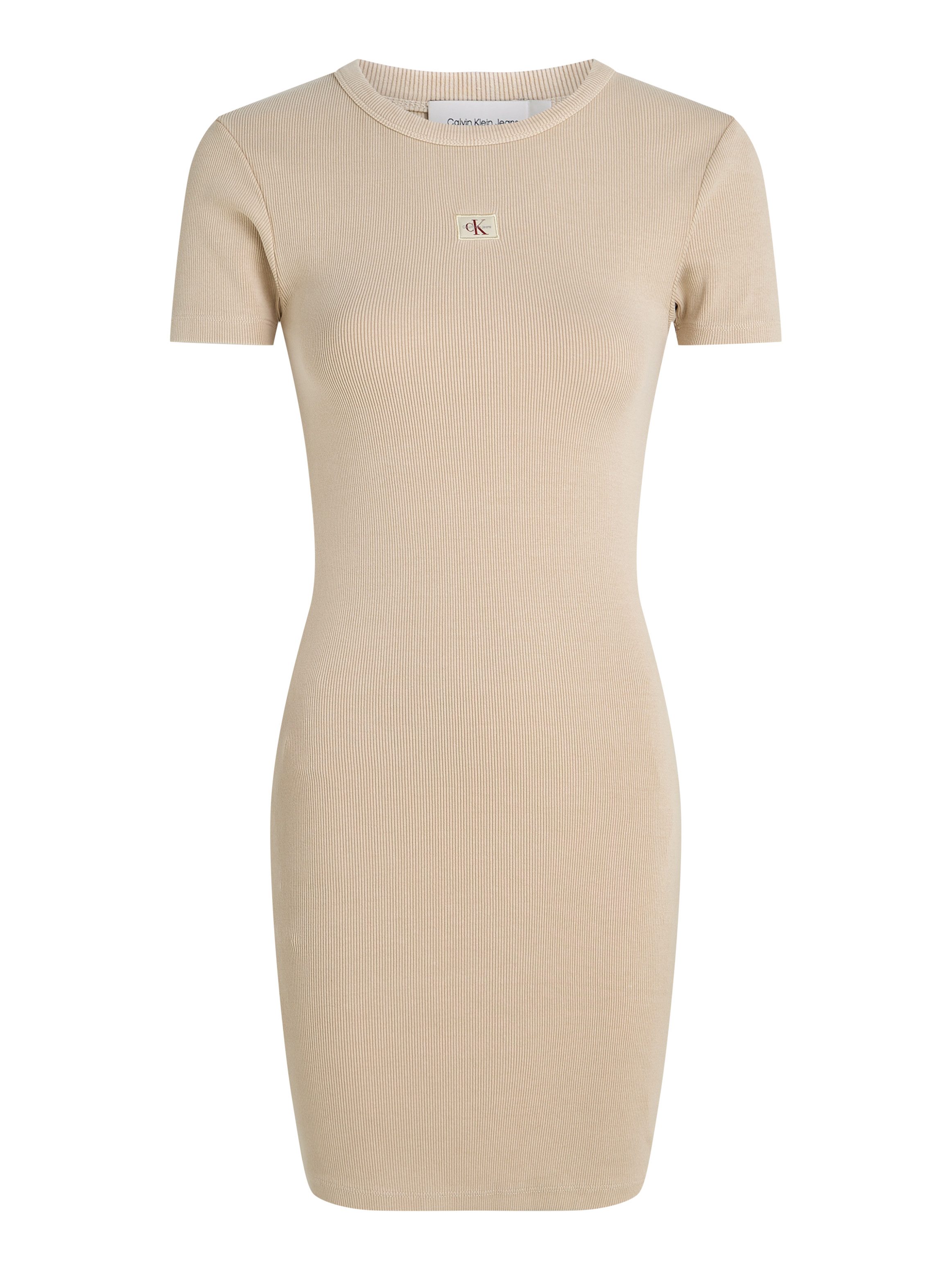 Calvin Klein Shirtjurk WASHED WOVEN LABEL RIB DRESS