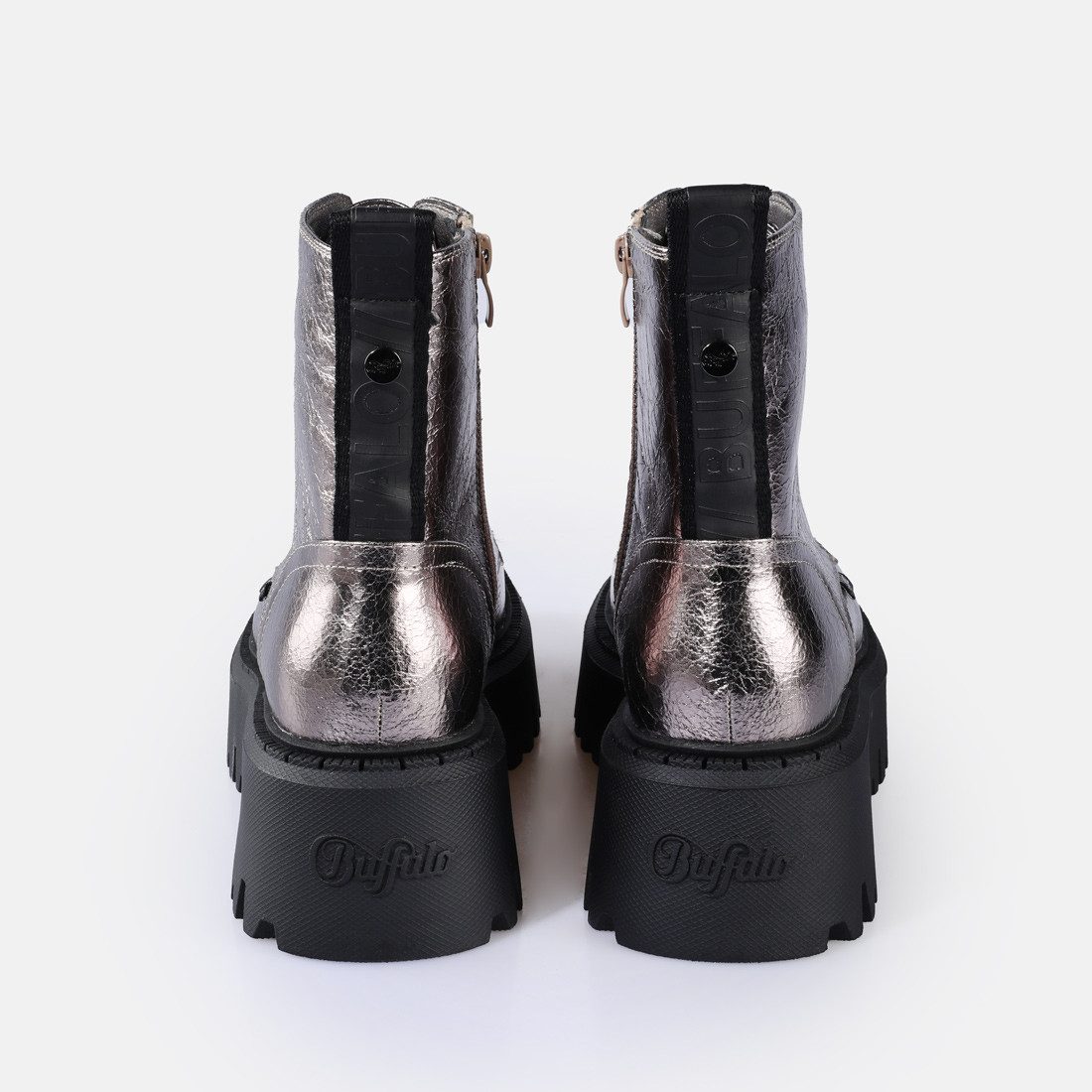 Buffalo Plateaulaarsjes Aspen Lace Up mid Veterboots, plateaulaarzen, profielzool, in actuele metallic-look