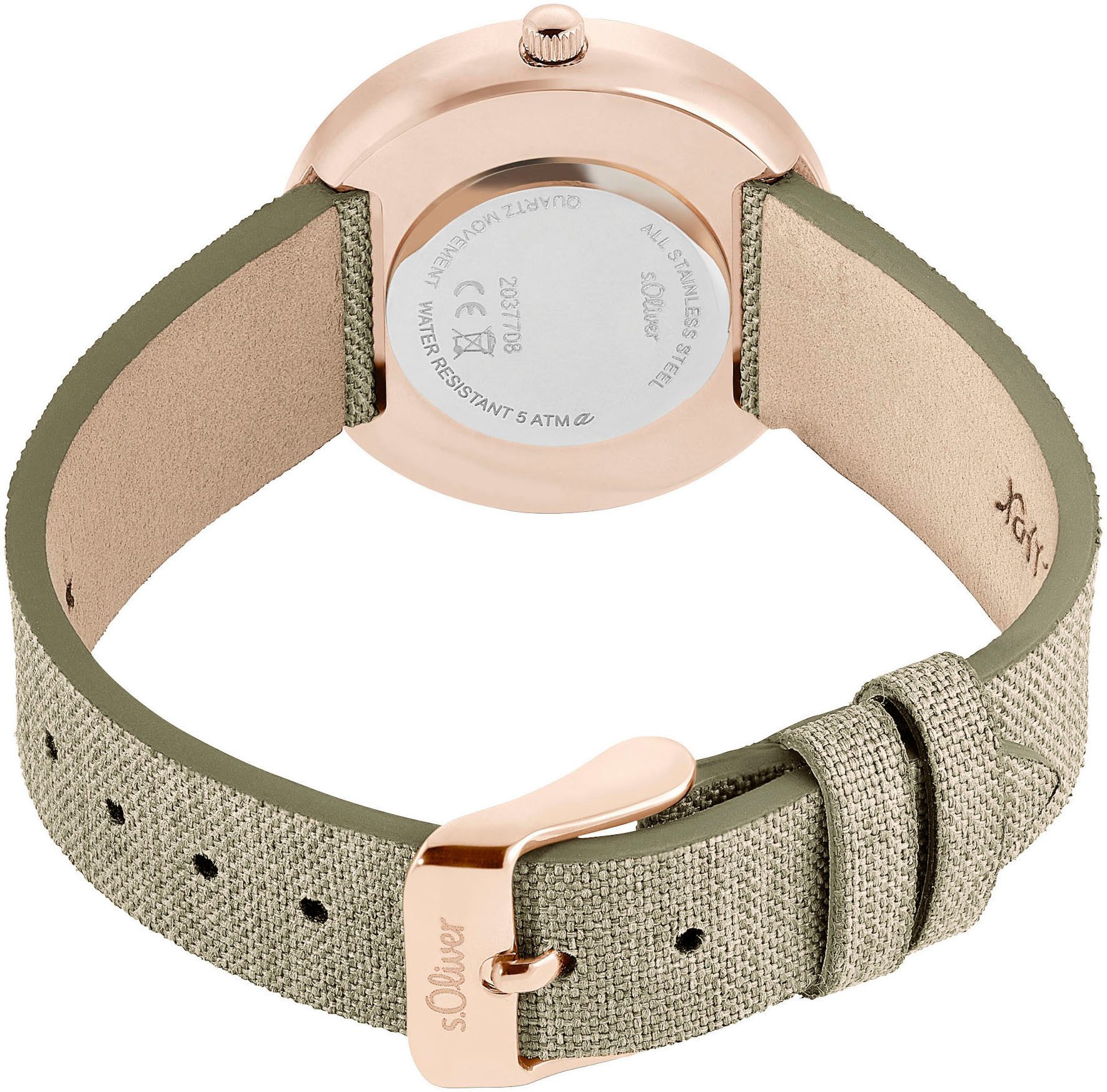 s.Oliver Kwartshorloge Polshorloge, dameshorloge, analoog, textiel armband