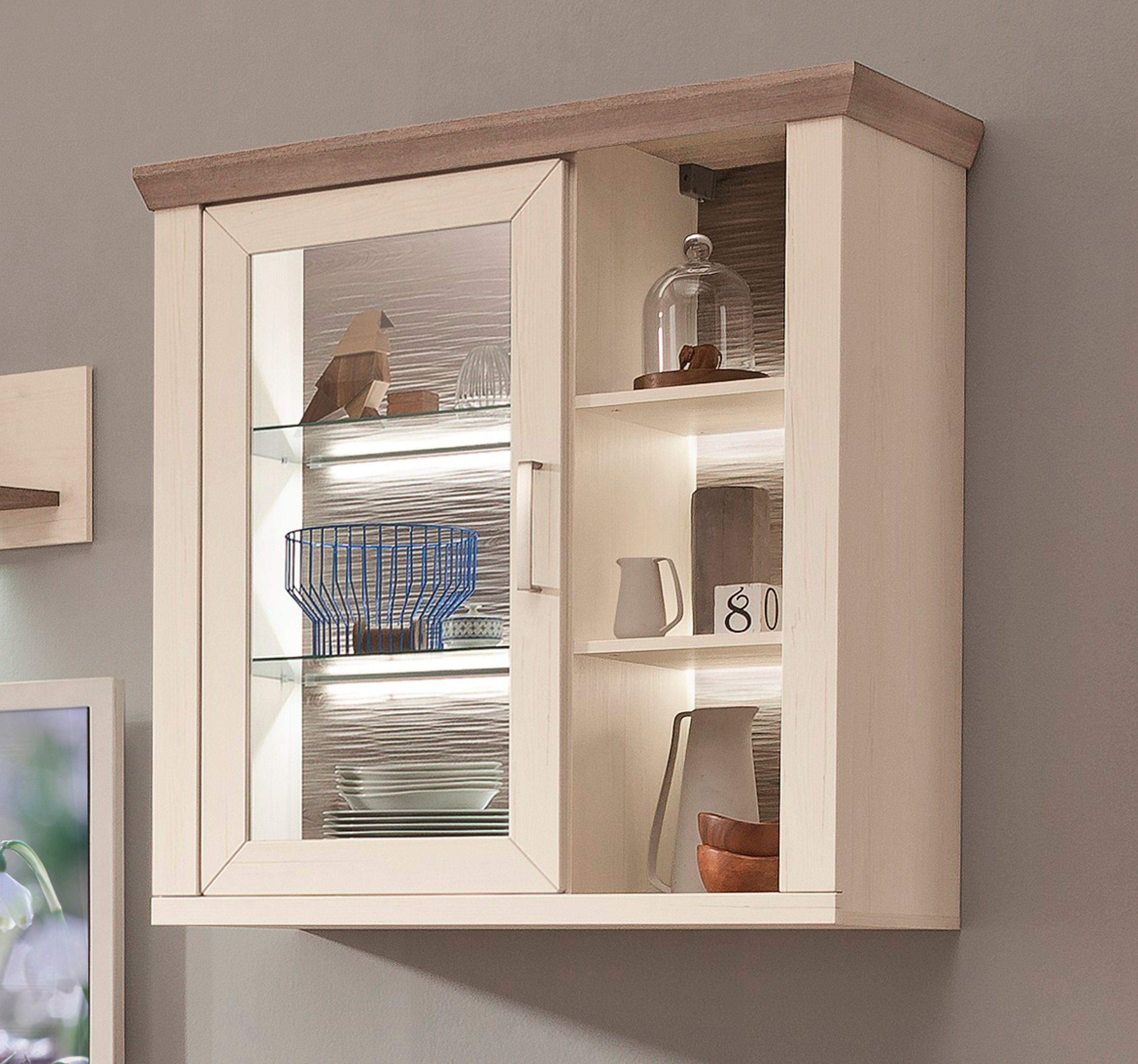 set one by Musterring Hangkast York Type 21, met Glazendeur, open vakken, verlichting optioneel, B 105 cm
