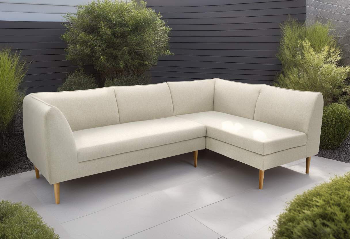DOMO collection Hoekbank Filho, individueel uitbreidbaar L-vorm voor terras, tuin en balkon, speciaal voor buiten beige, hoekbanken, Eckelement rechts