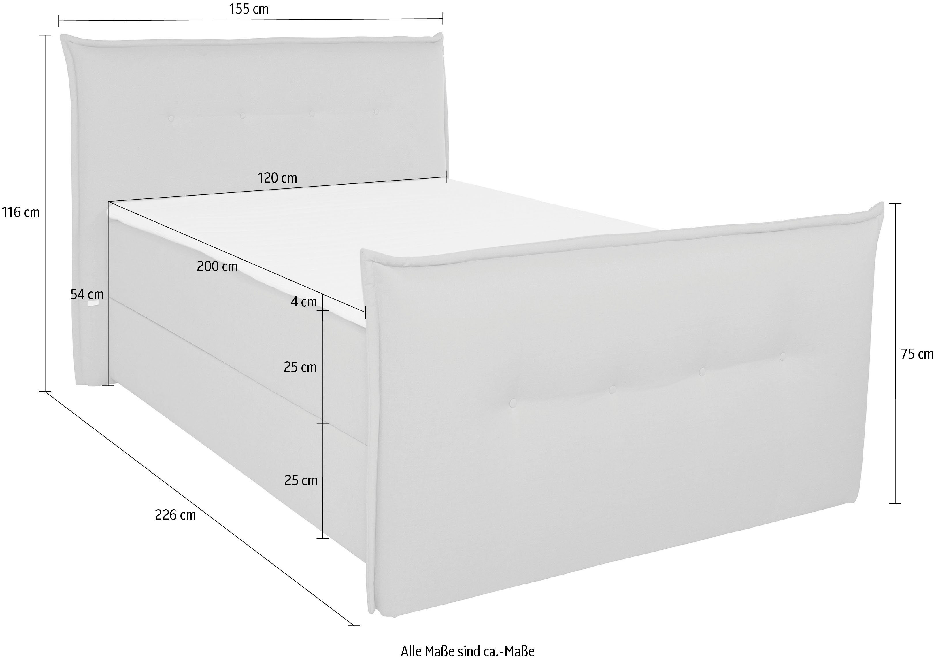 andas Boxspring Lichtgewicht inclusief voetbord, bedkist & topmatras, in 4 breedten en 2 hardheden
