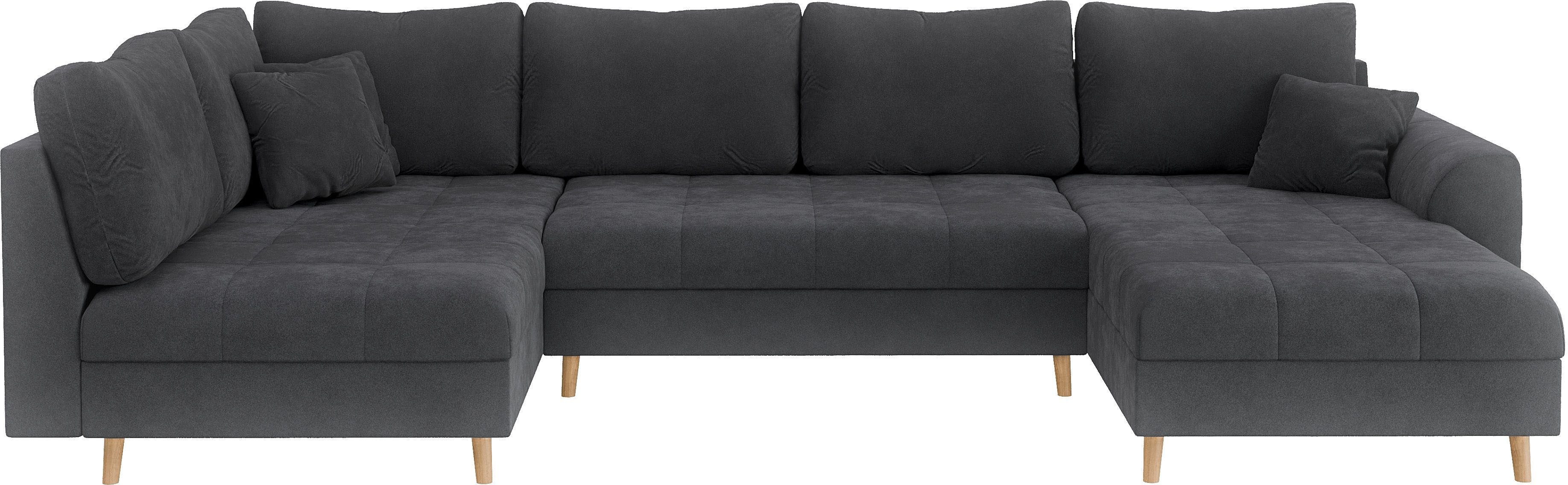 Home affaire Zithoek CHARRE U-vorm met ottomane, afmetingen B/D/H: 310/161/81 cm fijne stiksels, losse rug- en sierkussens, ook in cord en bouclé