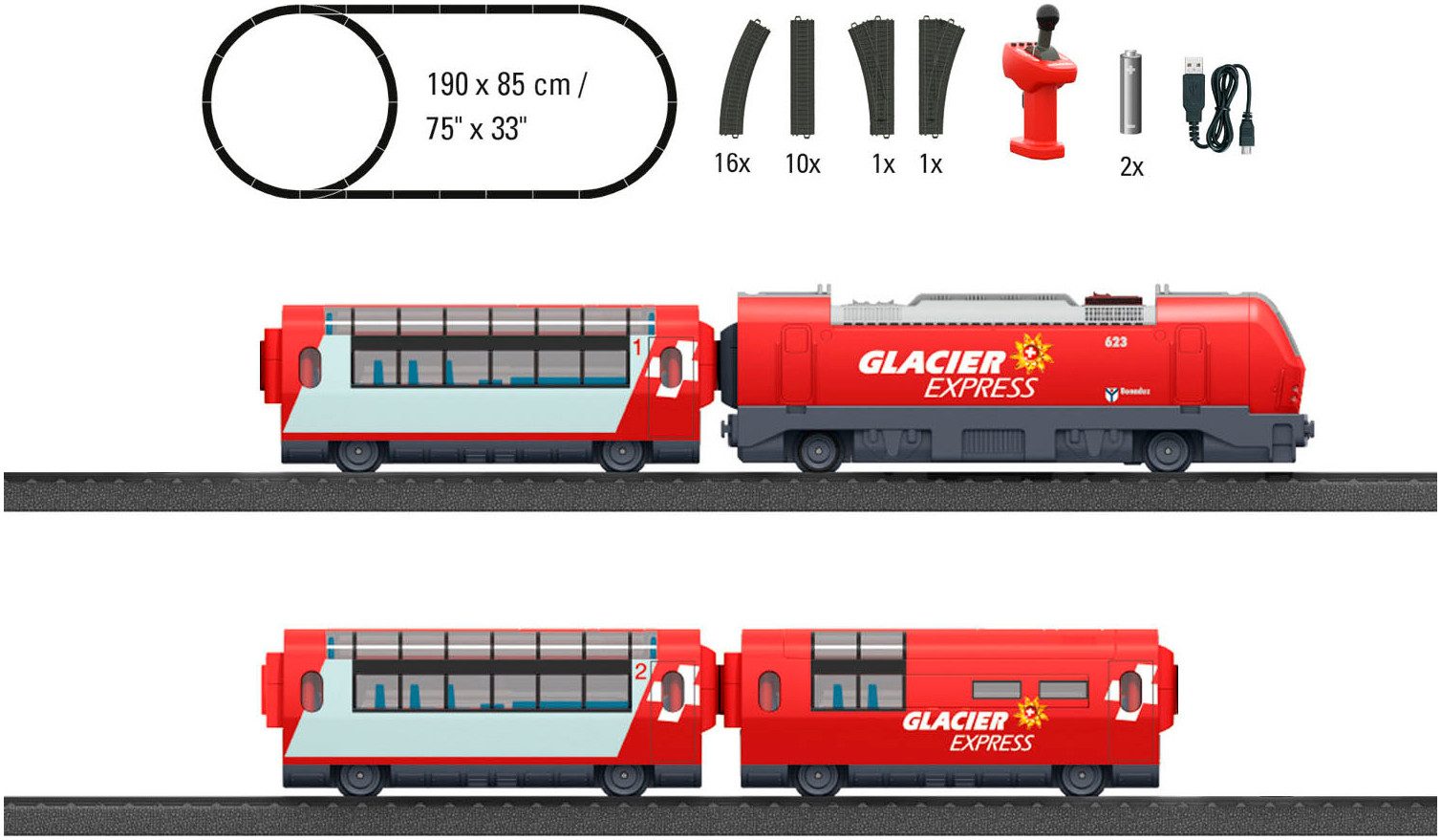 Märklin Speelgoedspoorset Märklin my world - startset Glacier Express - 29348 (set, 33-delig)