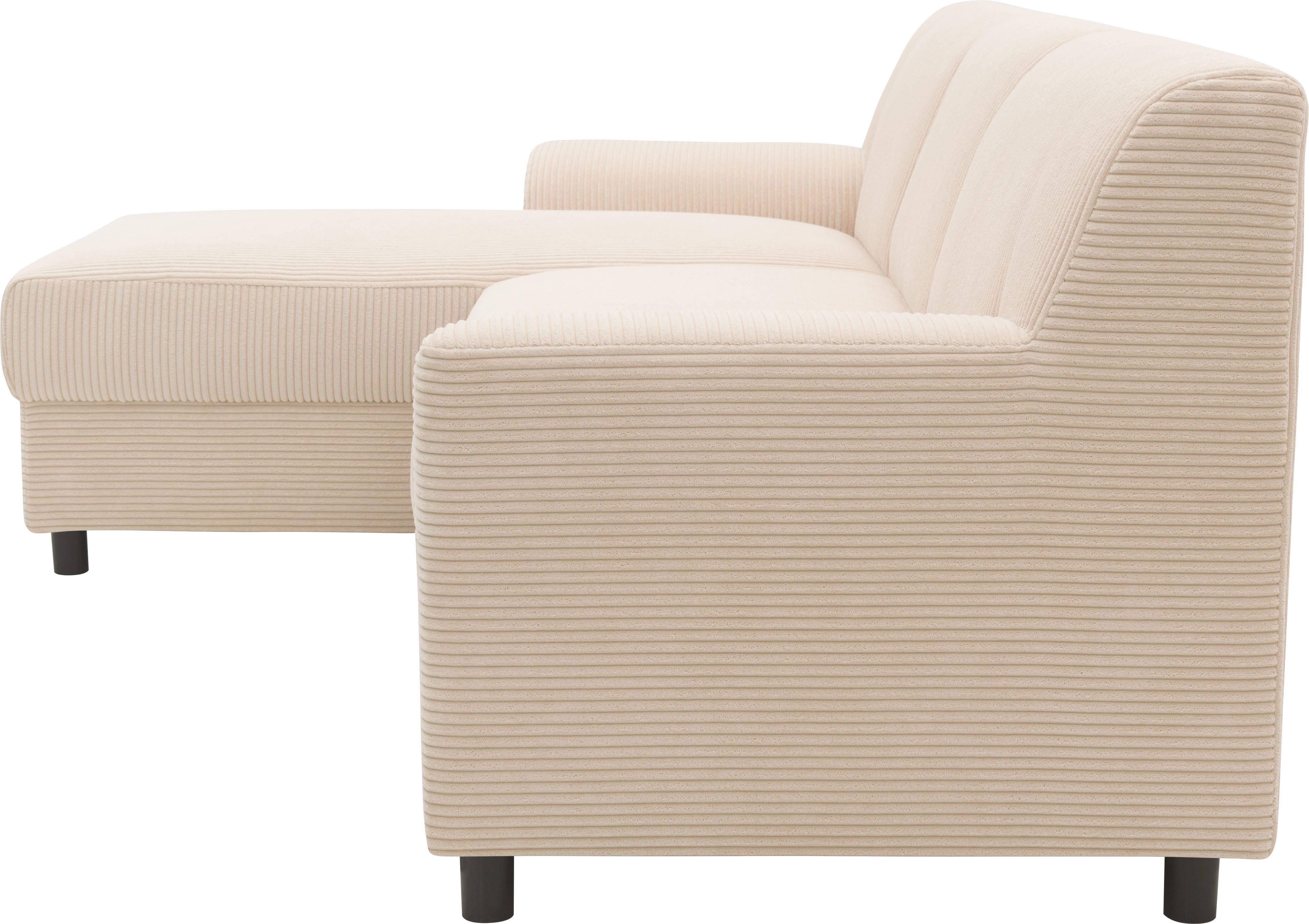 INOSIGN Hoekbank Turah 2, L-vorm, in Cord en waterafstotende microvezel, Vering B/D/H: 241/146/79 cm, incl. sierkussen, optioneel met bedfunctie