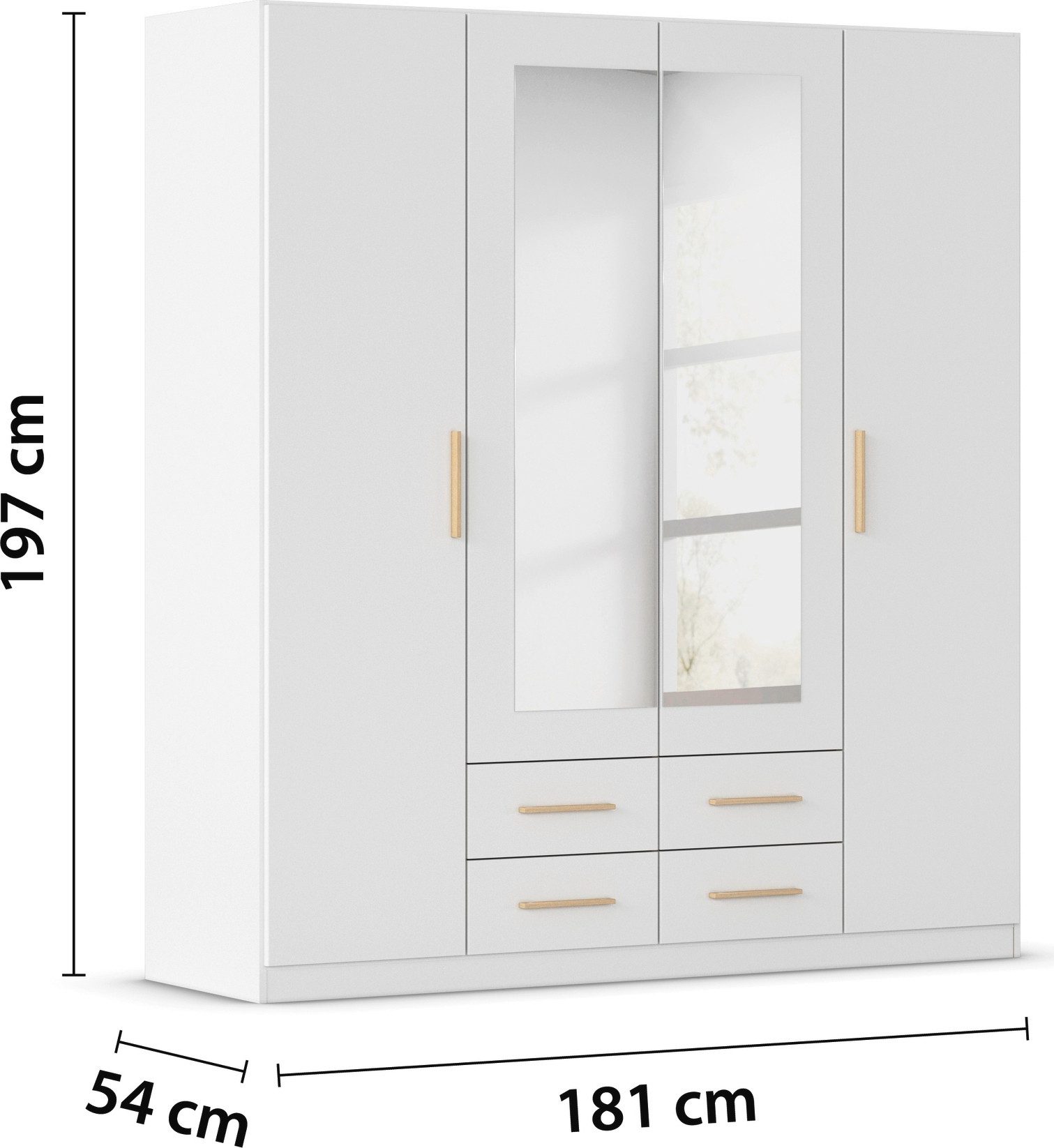 rauch Draaideurkast Kledingkast garderobe KREFELD optioneel met spiegel met 3 greepvarianten, incl. praktische lades made in germany
