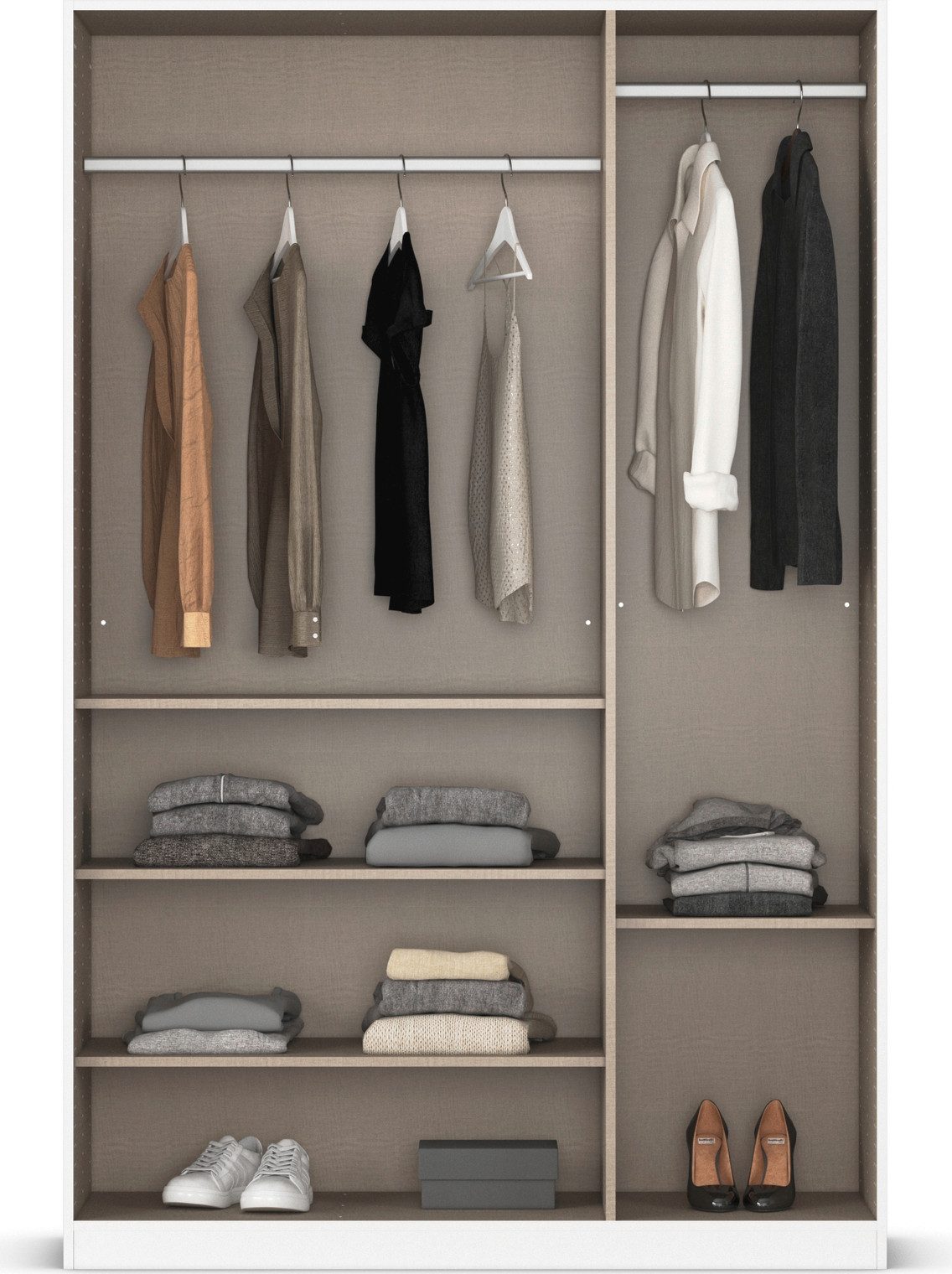 rauch Draaideurkast Kledingkast kast garderobe AGORDO met decor- of hoogglansfront doordachte binnenuitrusting, in 6 breedtes en 2 hoogtes made in germany