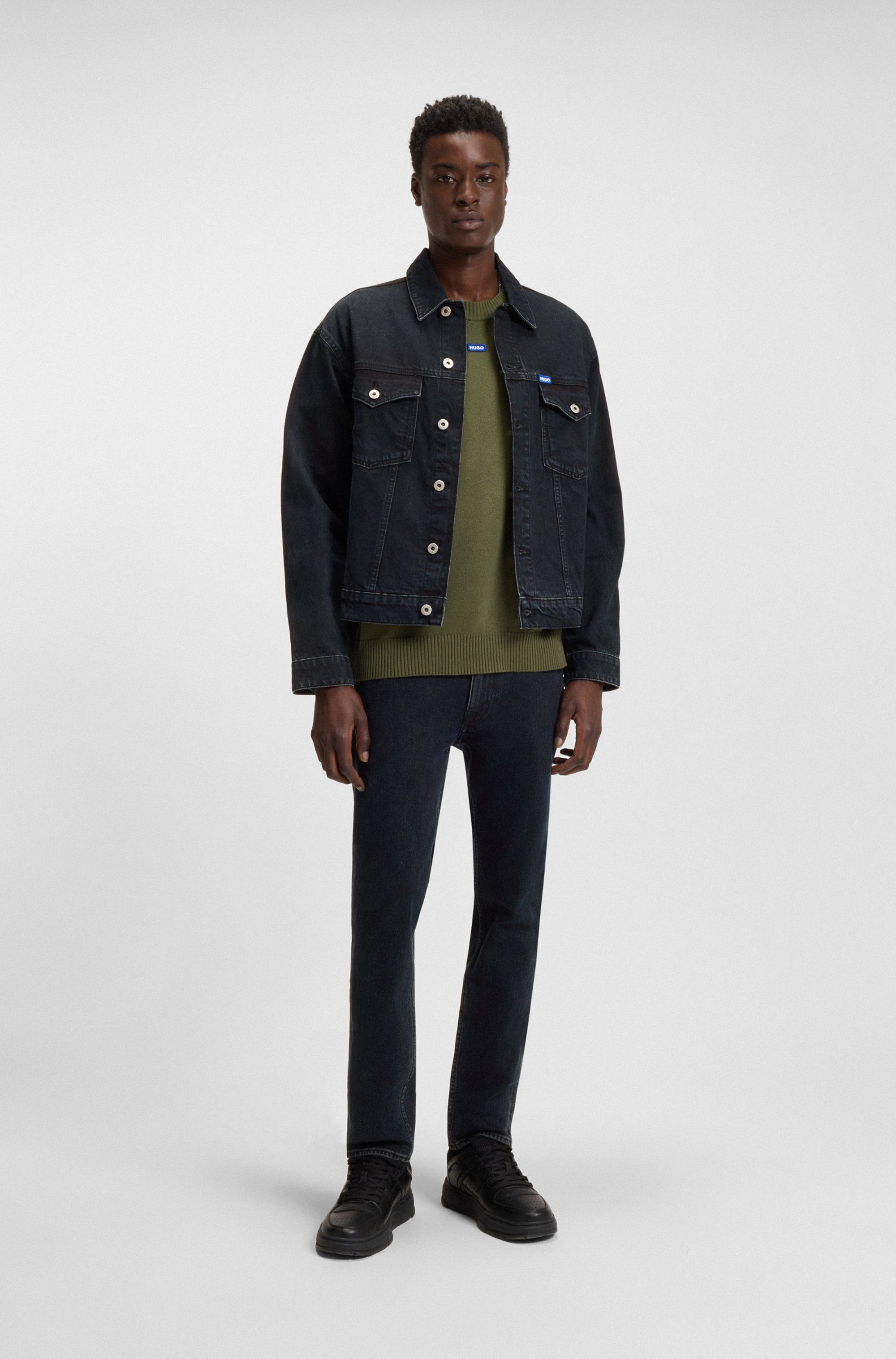 HUGO Blue Jeansjack Dex met logodetails