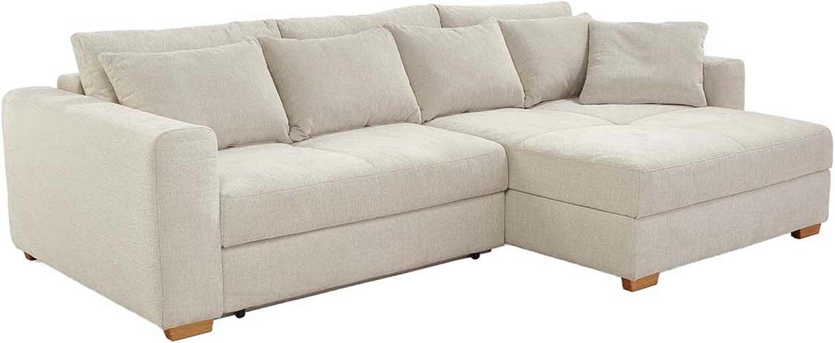 Jockenhöfer Gruppe Hoekbank Kampen, L-vorm, met slaapfunctie Bedkist, bonellvering, ottomane links of rechts, beige