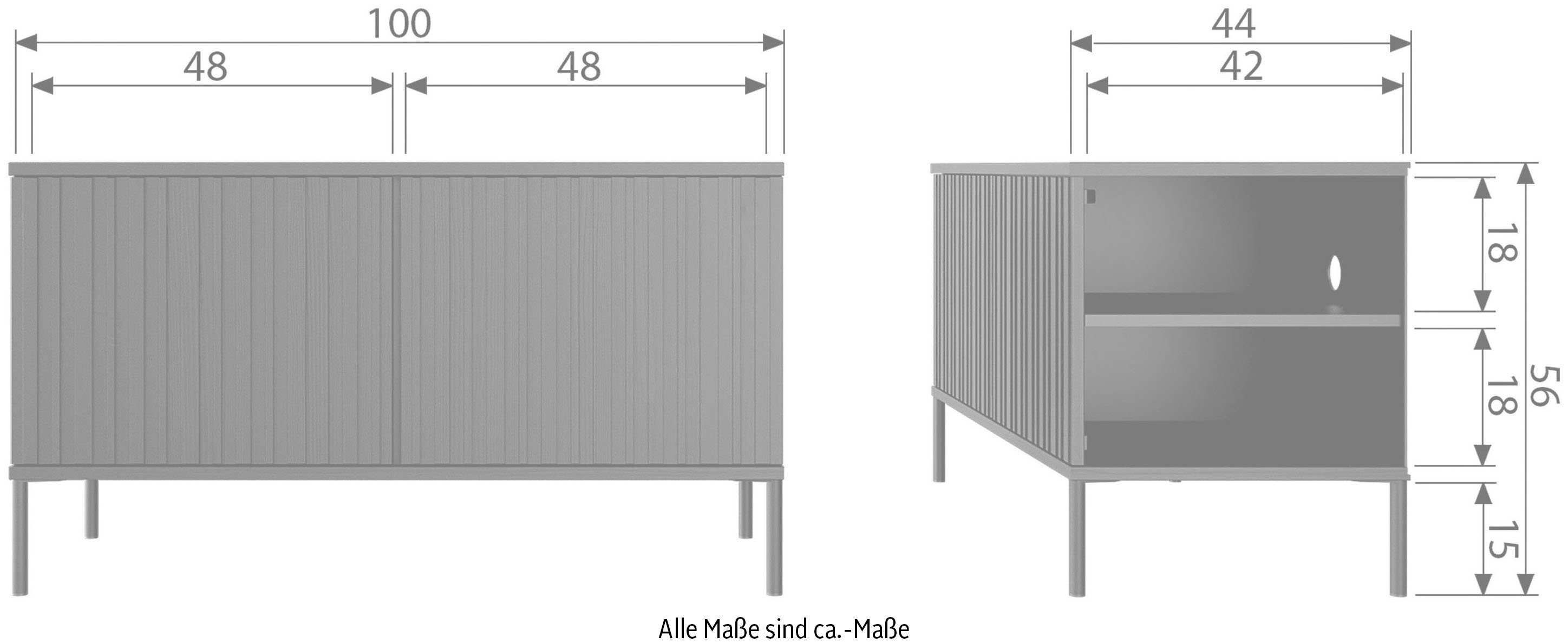 WOOOD Dressoir New Gravure, TV-commode, breedte 100 cm of 150 cm Commode hoogte 56 cm, met grafische reliëfdeuren, veel opbergruimte