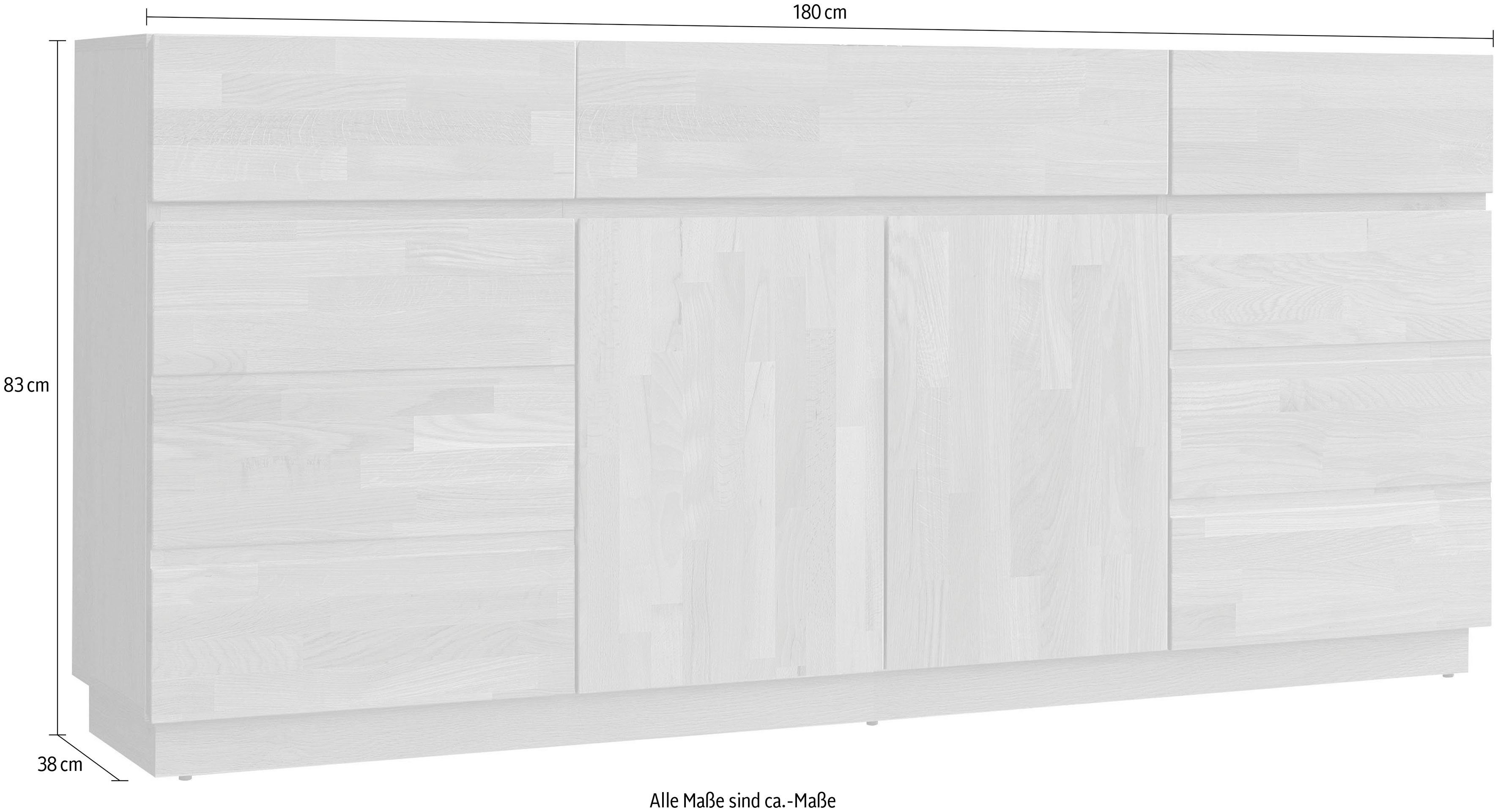 Home affaire Dressoir Commode, breedte 180 cm, deels massief, FSC®-gecertificeerd