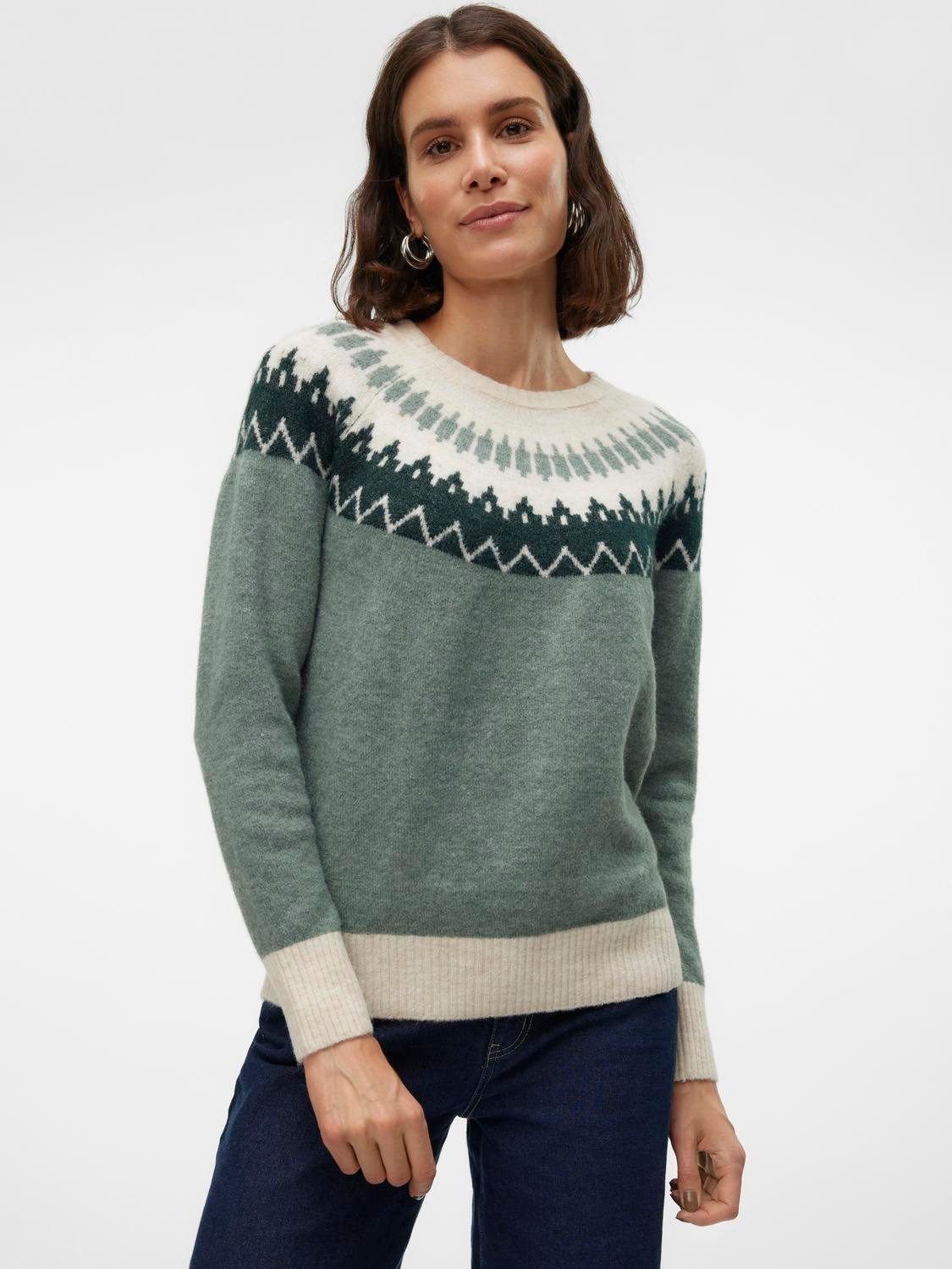 Vero Moda Gebreide trui VMSIMONE LS NORDIC PULLOVER GA REP BOO