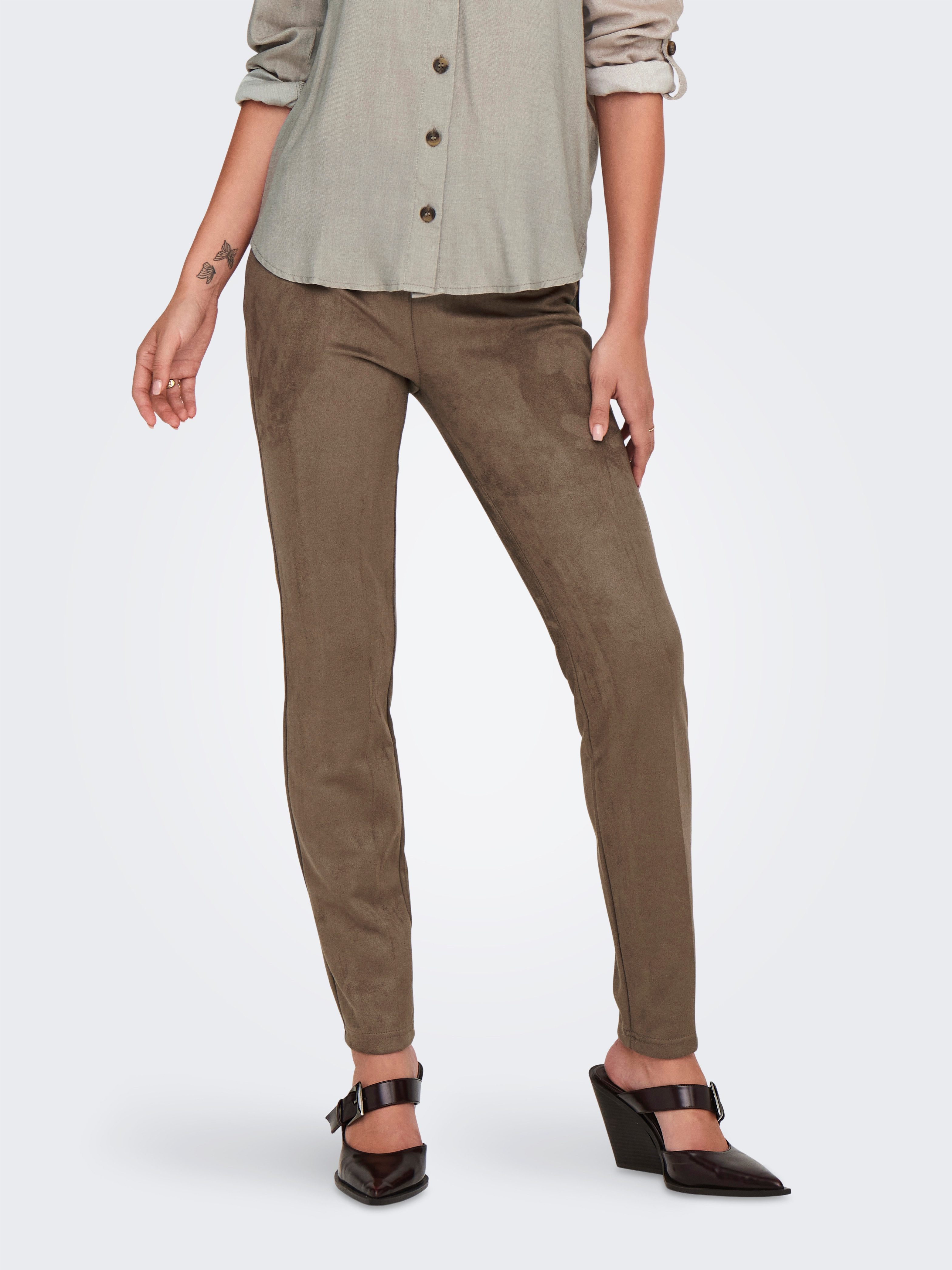 Only Jeggings ONLANGALINE HW FAUX SUEDE LEGGING CC PNT dames jeggings maat XS (34) bruin