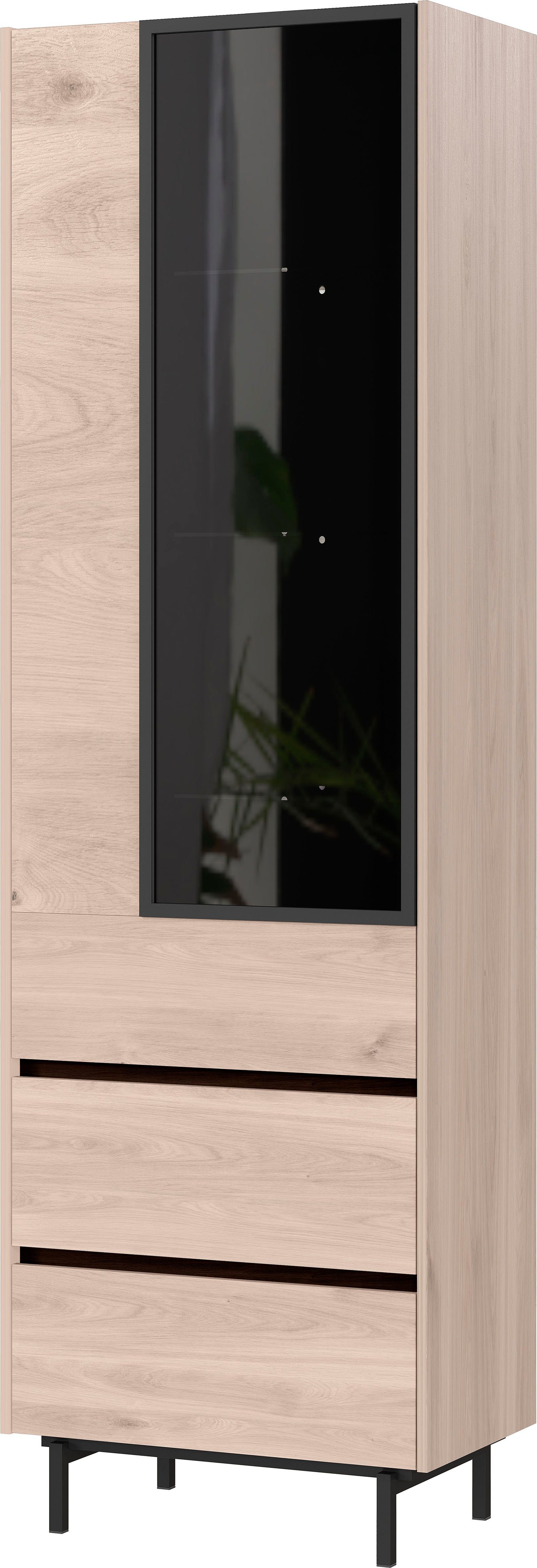 GERMANIA Vitrinekast Cantoria Deur met glasinzet van rookglas in grijs, incl. twee voetvarianten