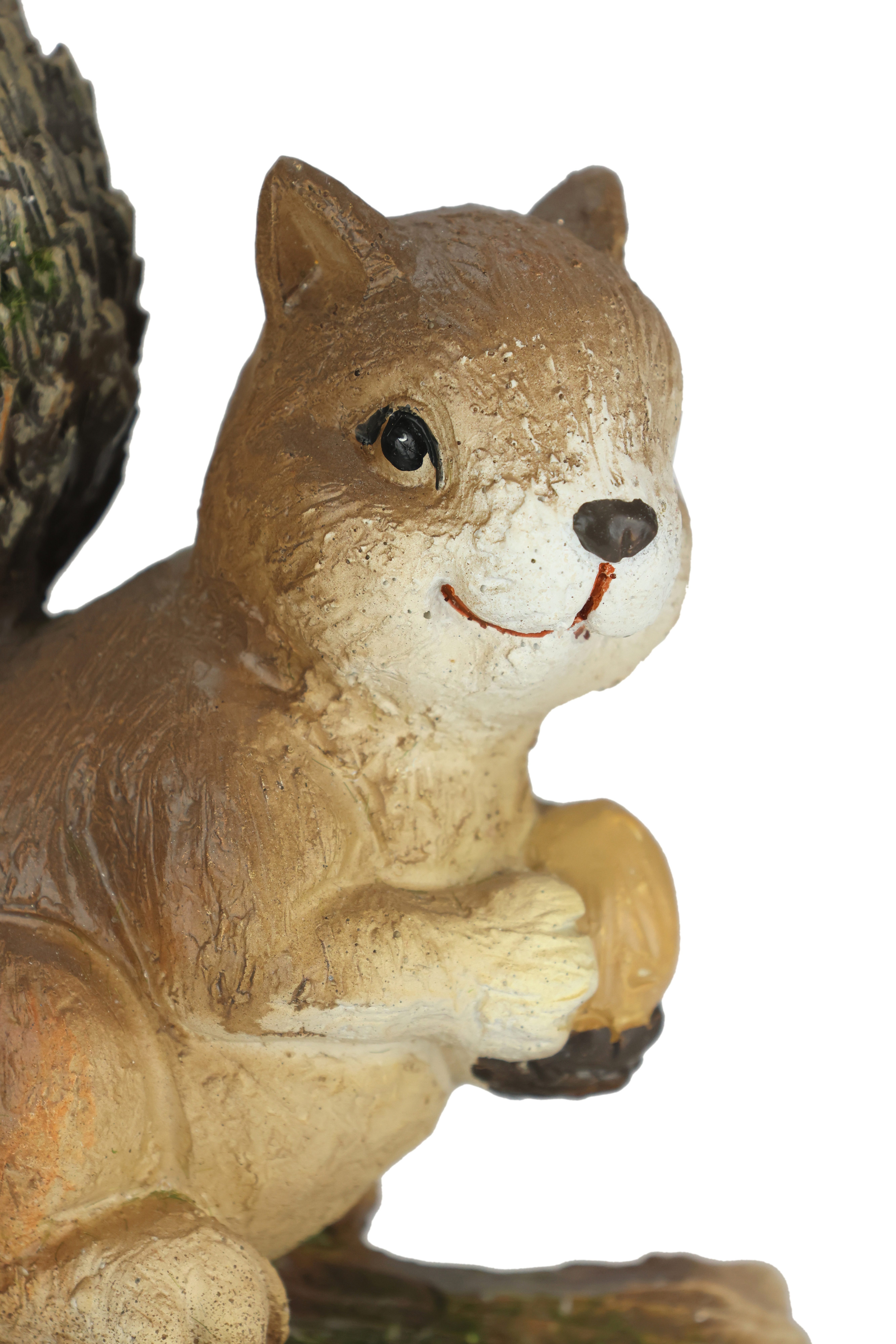 I.GE.A. Decoratief figuur Eekhoorn op boomstam Dierfiguur tuin decoratie herfstdecoratie winterdecoratie standbeeld dierfiguur sculptuur (1 stuk)
