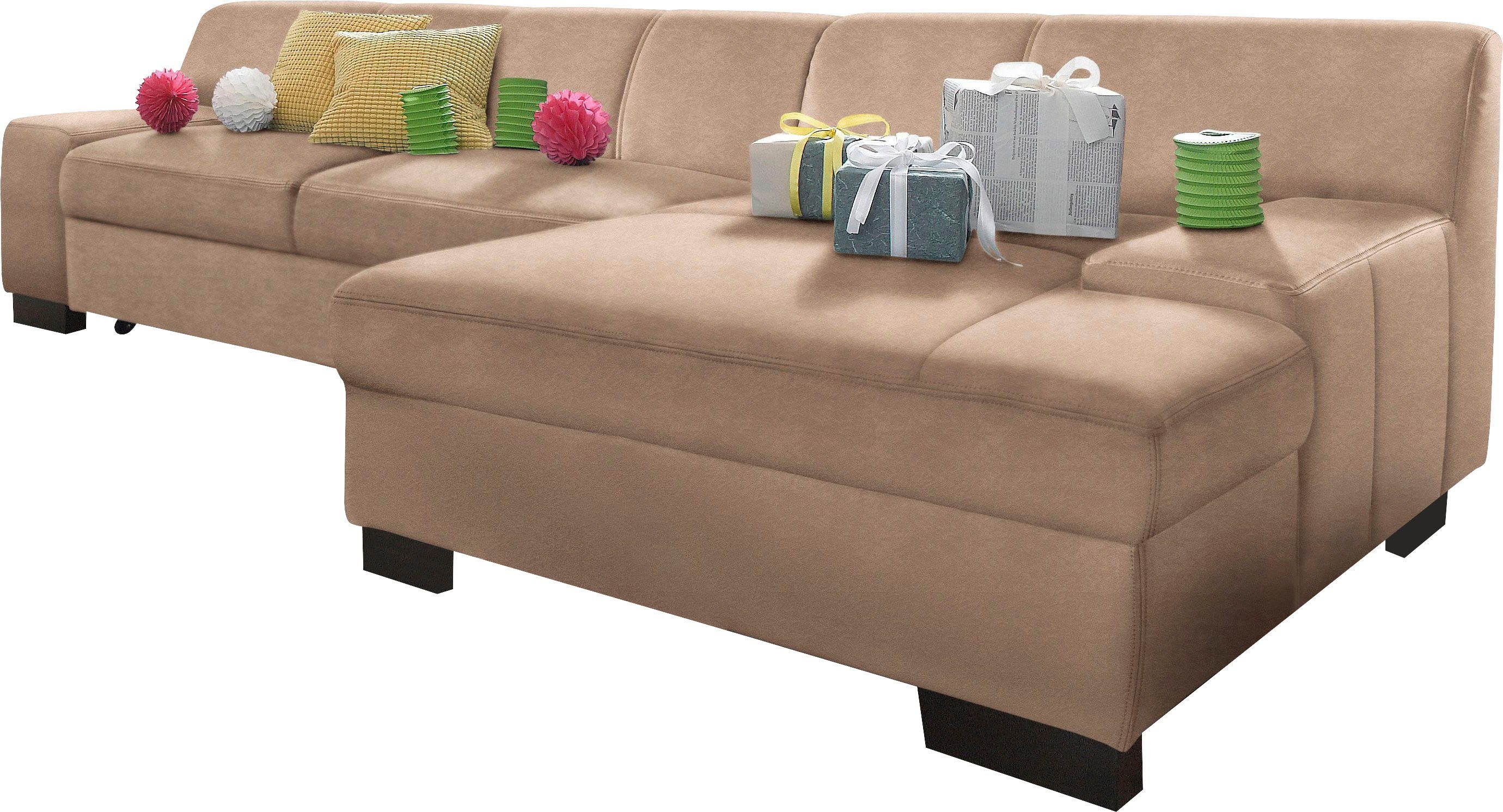 DOMO collection Hoekbank Norma, elegant en modern, met platte armleuningen, L-vorm