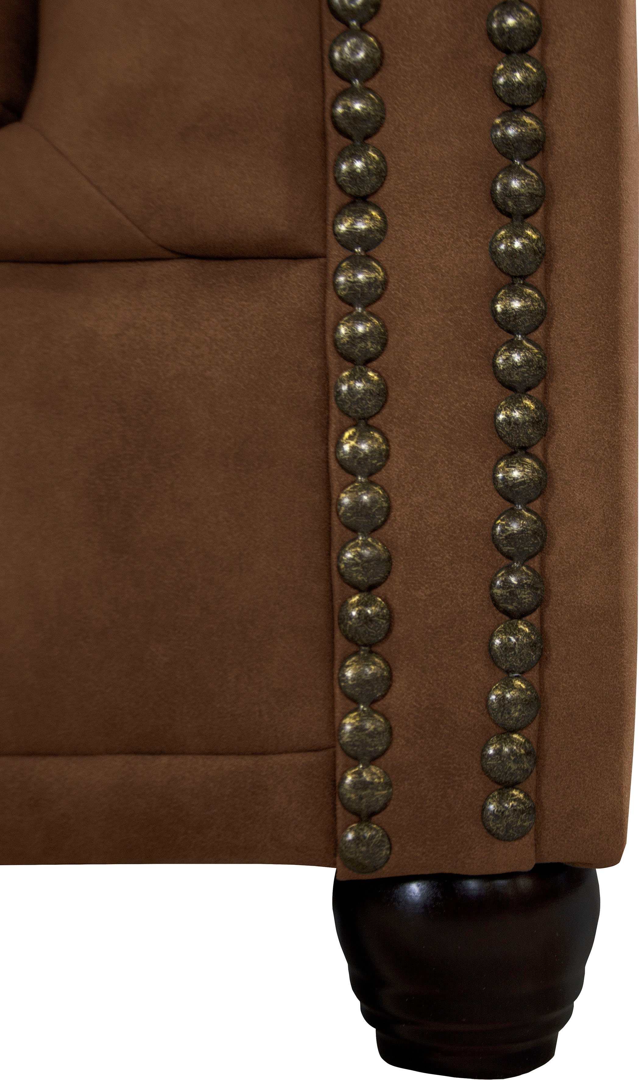 Home affaire Chesterfield-bank Rysum L-vorm Chesterfield-look met afsluitende ottomane