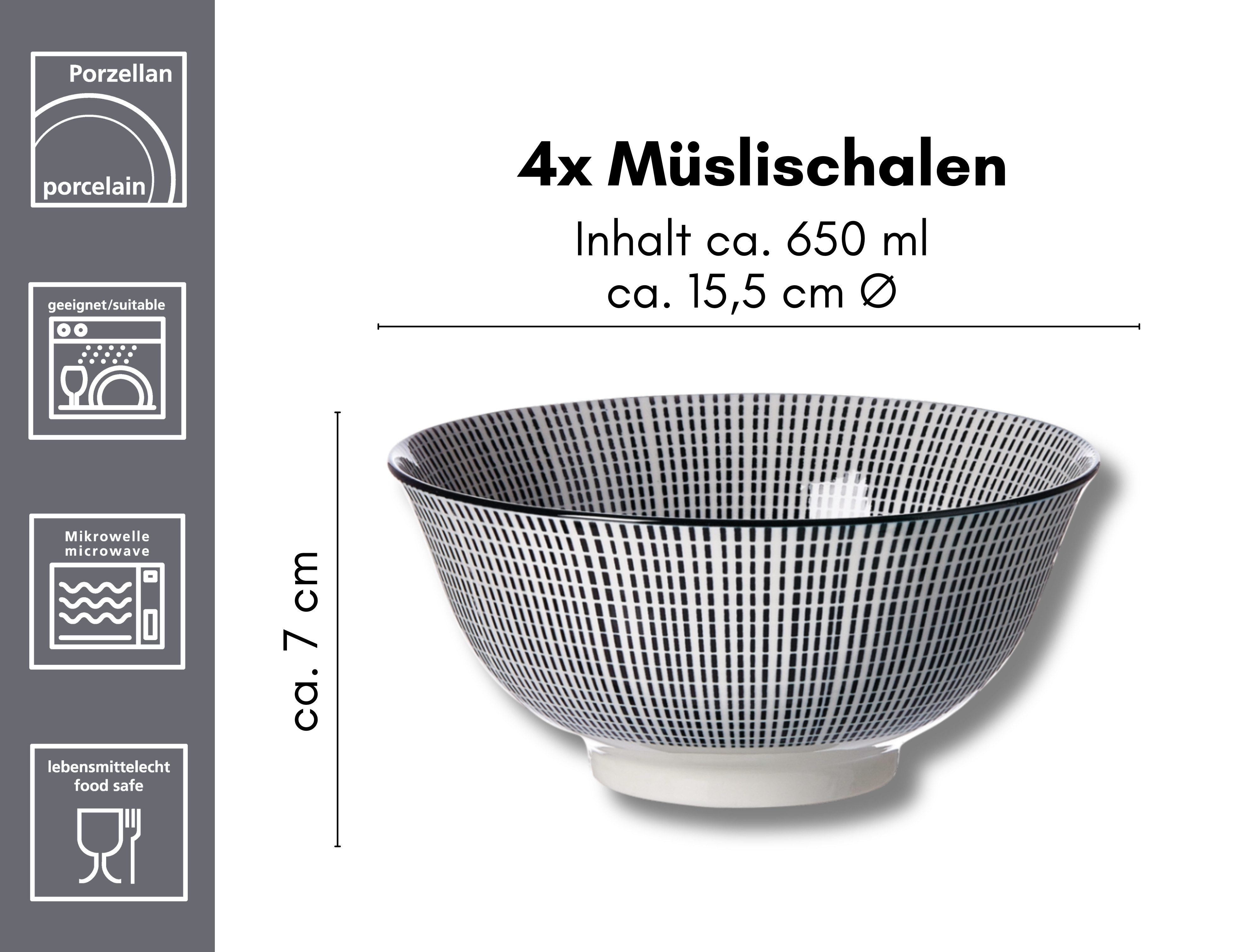 Ritzenhoff & Breker Mueslischaaltje Takeo scandinavisch-eenvoudige touch, 650 ml (set, 4-delig)