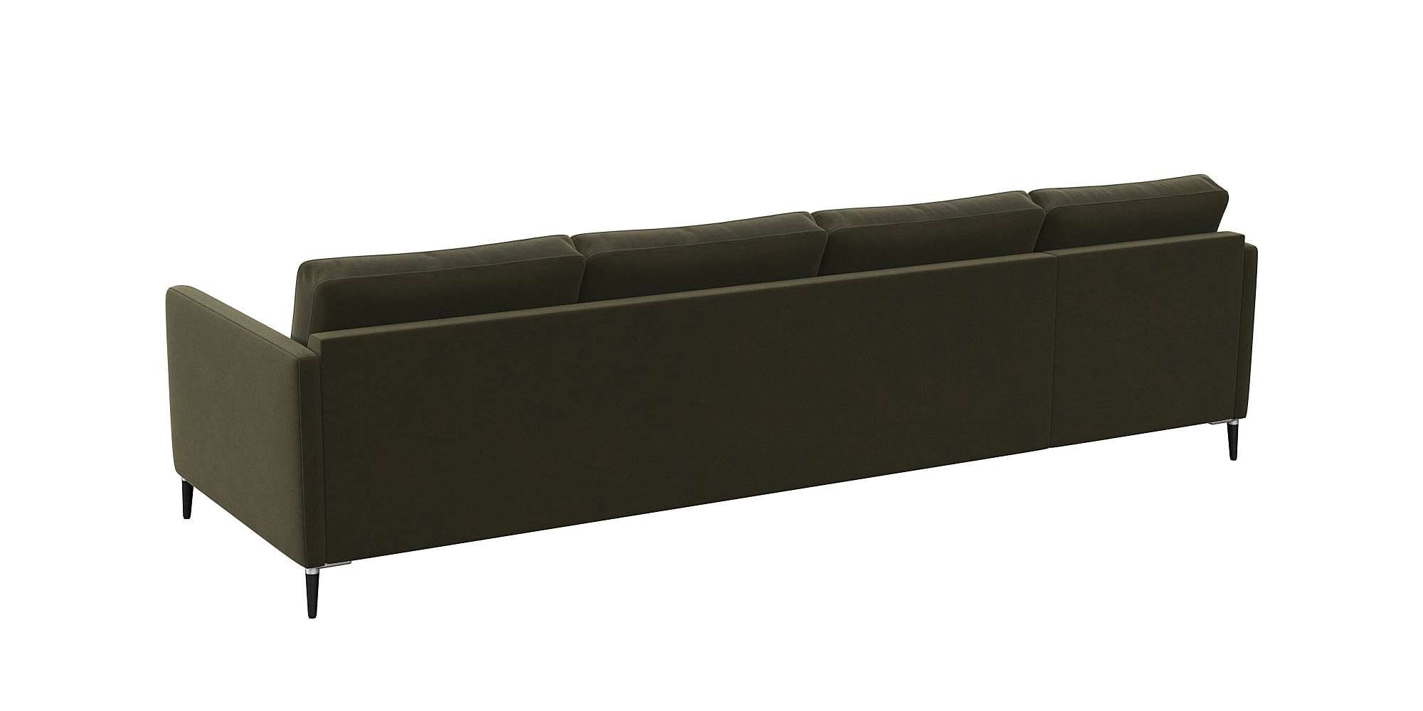 FLEXLUX Hoekbank Fiore, L-vorm smalle armleuningen, koudschuim, poten aluminium + zwart