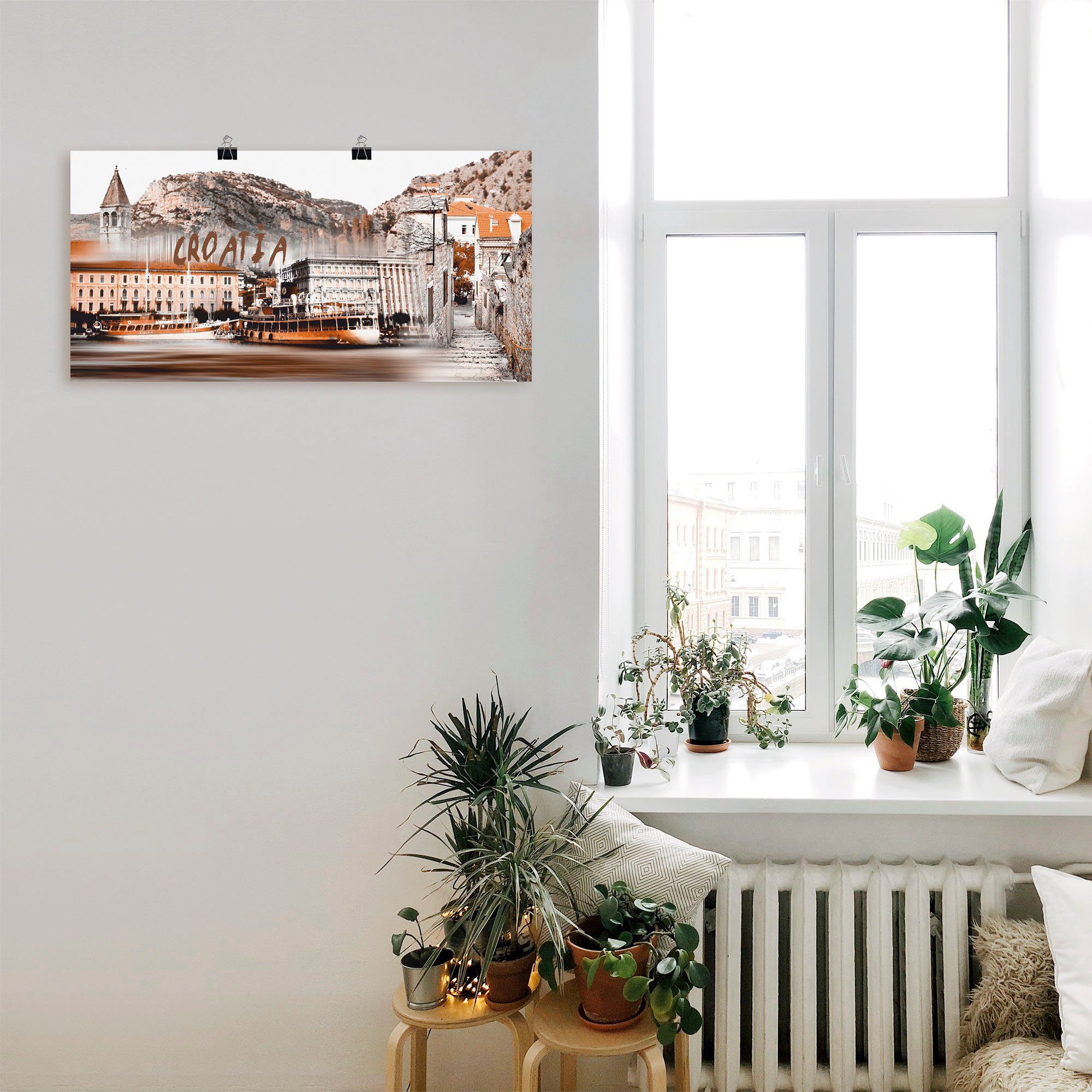 Artland Artprint Kroatië Skyline abstracte collage als artprint op linnen, poster in verschillende formaten maten