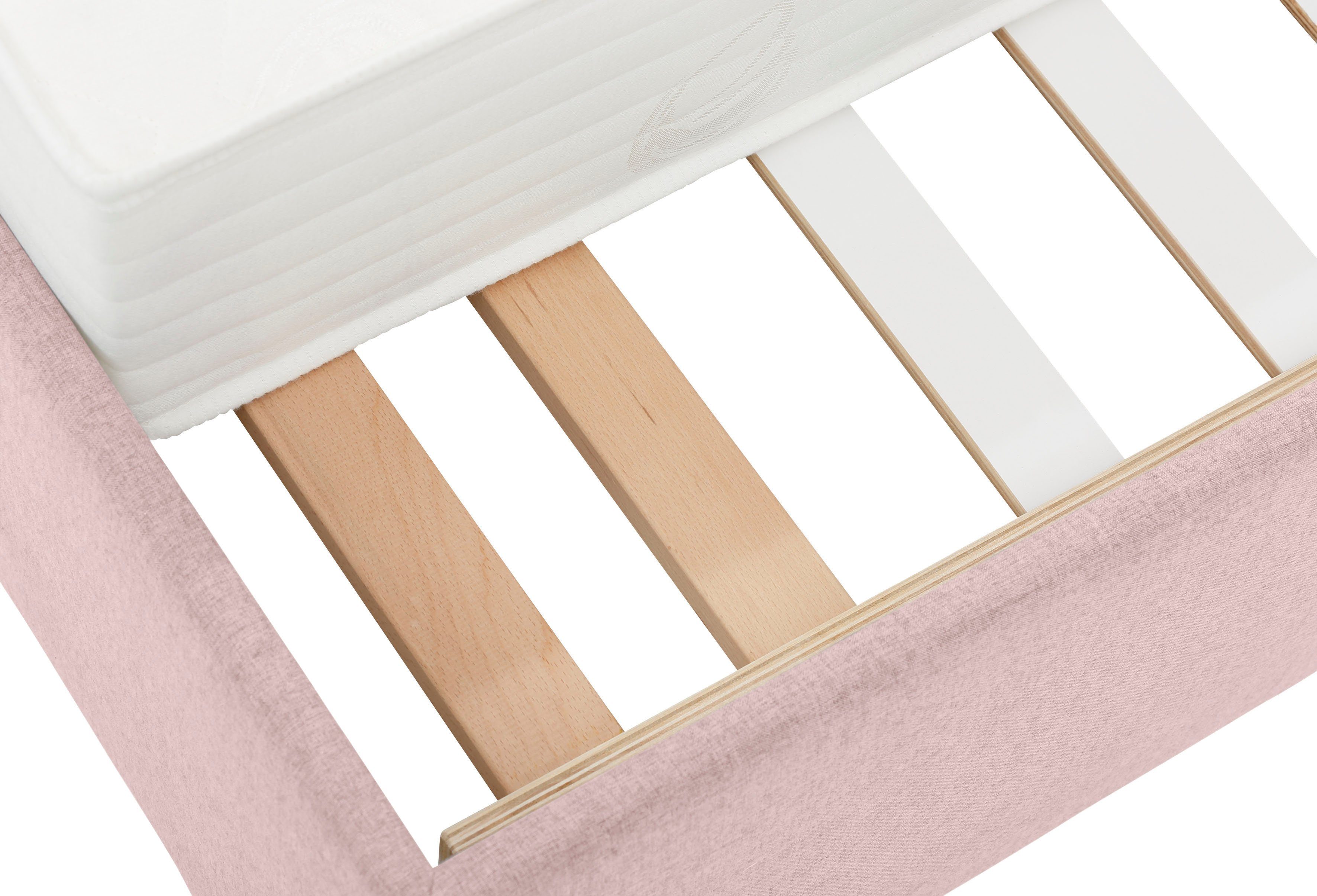 Lüttenhütt Gestoffeerd bed Endres met bedkist, naar keuze zonder matras/lattenbodem of incl. matras