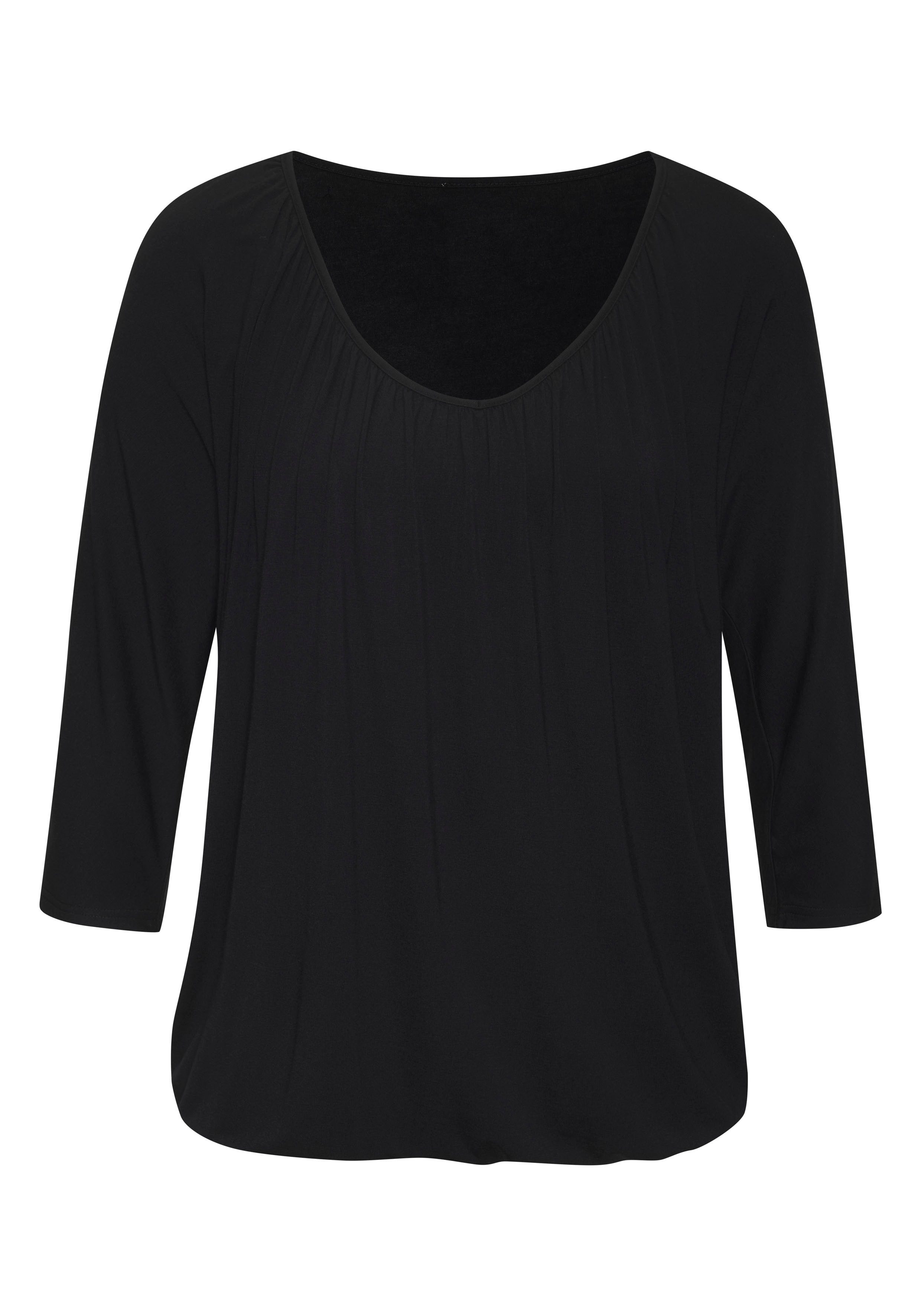 Lascana Shirt met 3/4 mouwen Met fijne plooien bij de hals