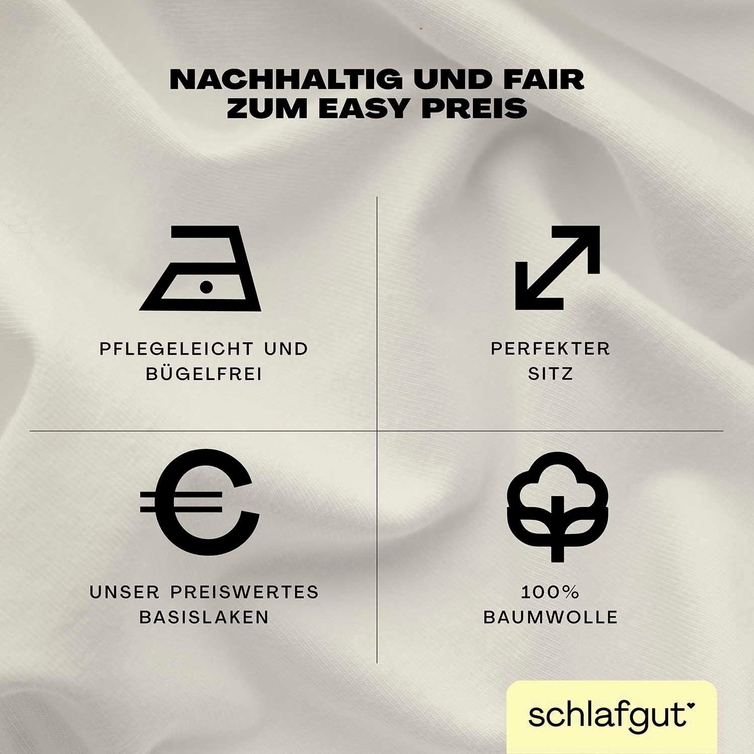 Schlafgut Hoeslaken EASY van 100% katoen, zacht & absorberend, merk-beddengoed voor matrassen tot 22 cm hoogte, in 90x200, 140x200 of 180x200 cm (1 stuk)