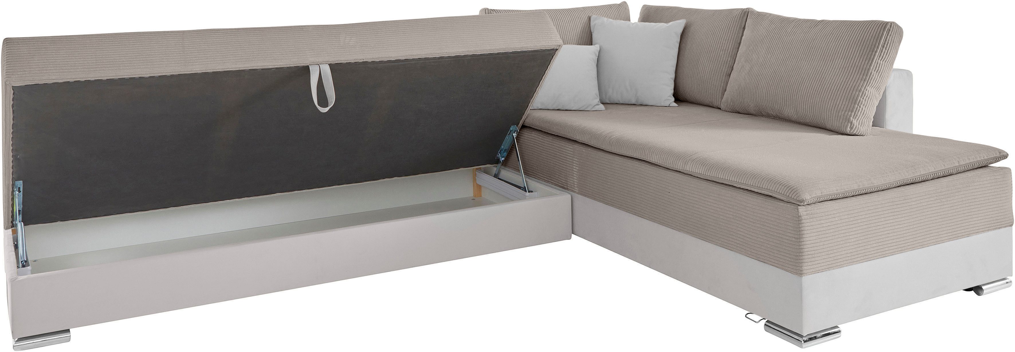 INOSIGN Hoekbank Boxspringbed Night & Day L-vorm met permanente slaapfunctie met armleuning