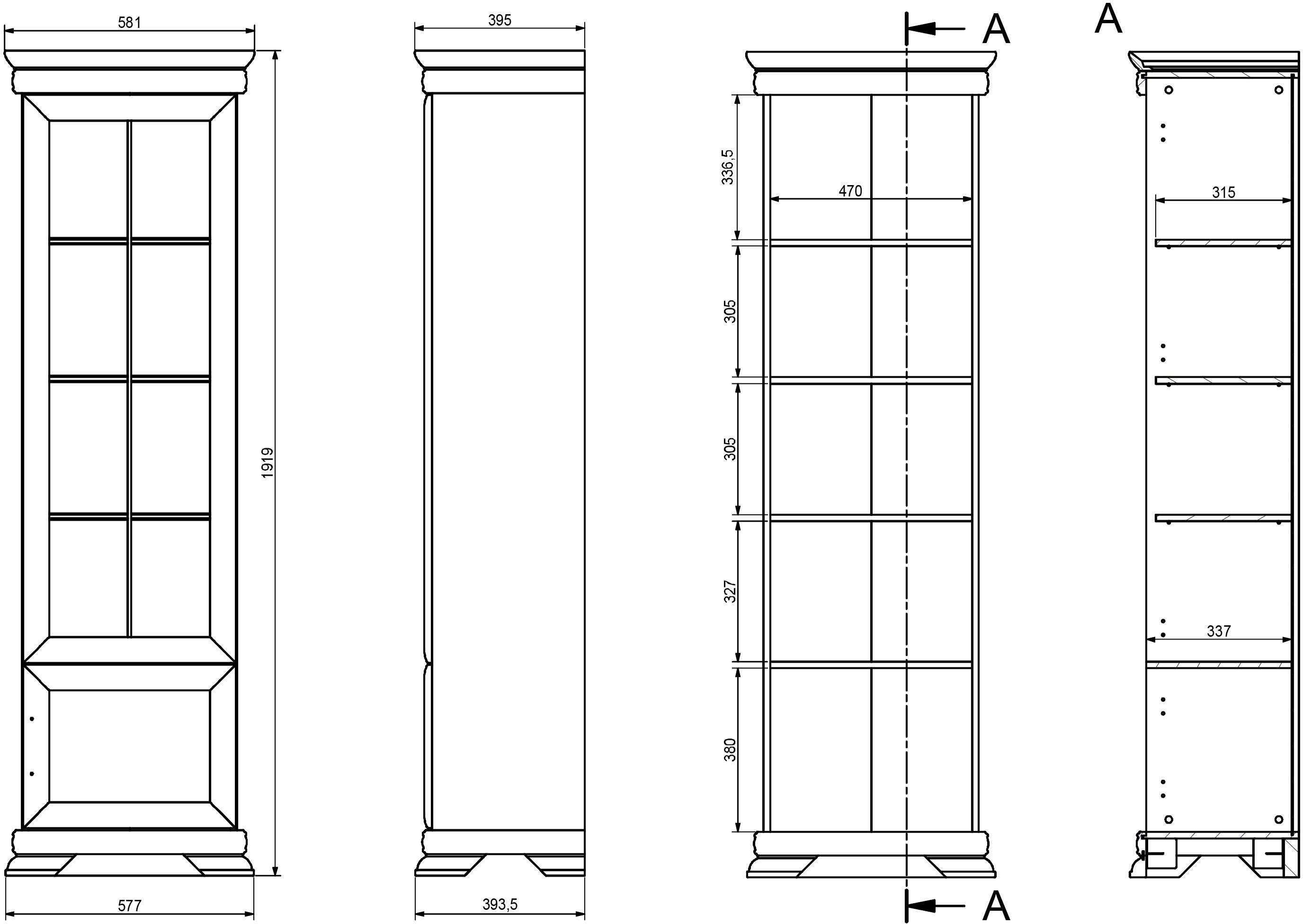 Home affaire Vitrinekast Royal Hoogte ca. 192 cm