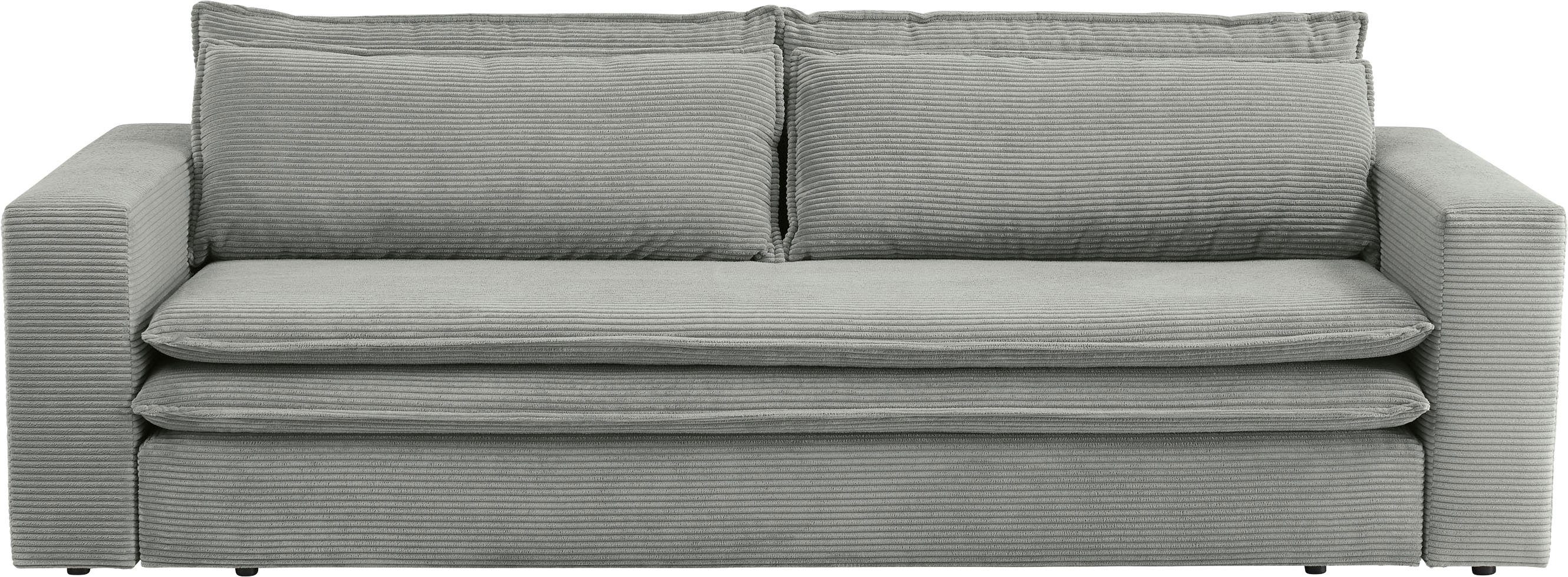 Places of Style 3-zitsbank PIAGGE Cord-bekleding - met slaapfunctie en bedkist, met praktische topmatras