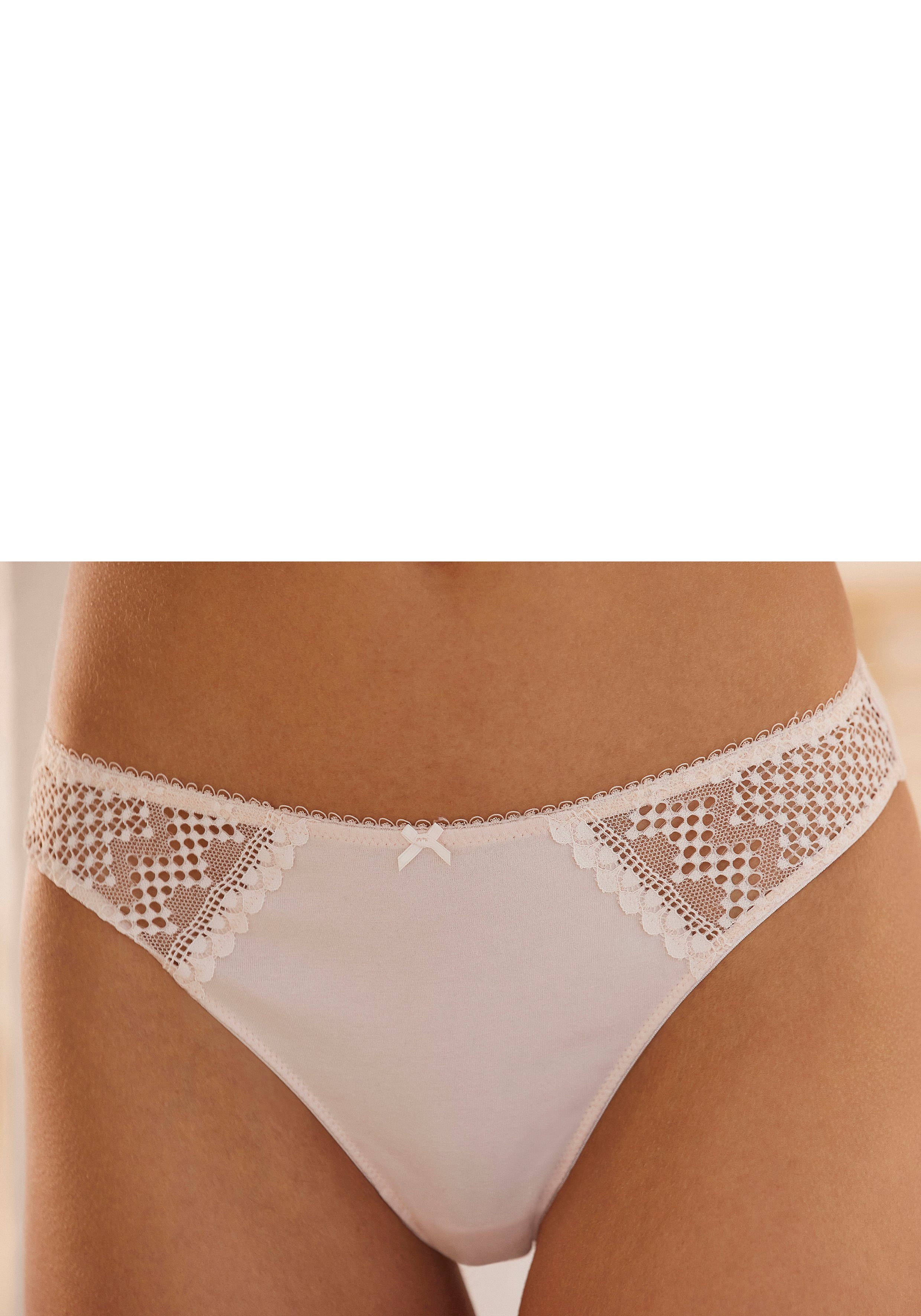 Lascana String gemaakt van biologisch katoen dames strings maat 44/46 beige