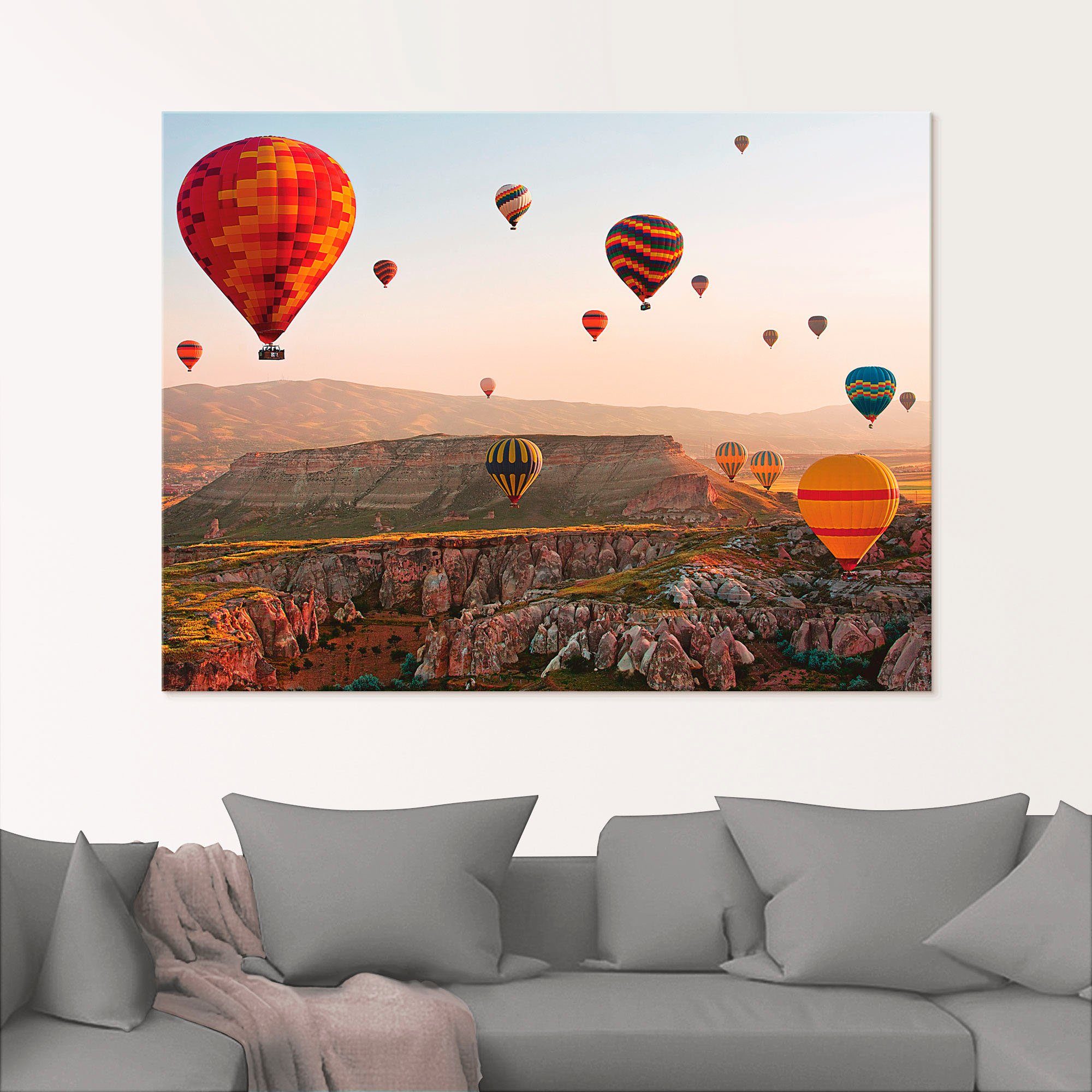 Artland Print op glas Ballonvaart in Cappadocië