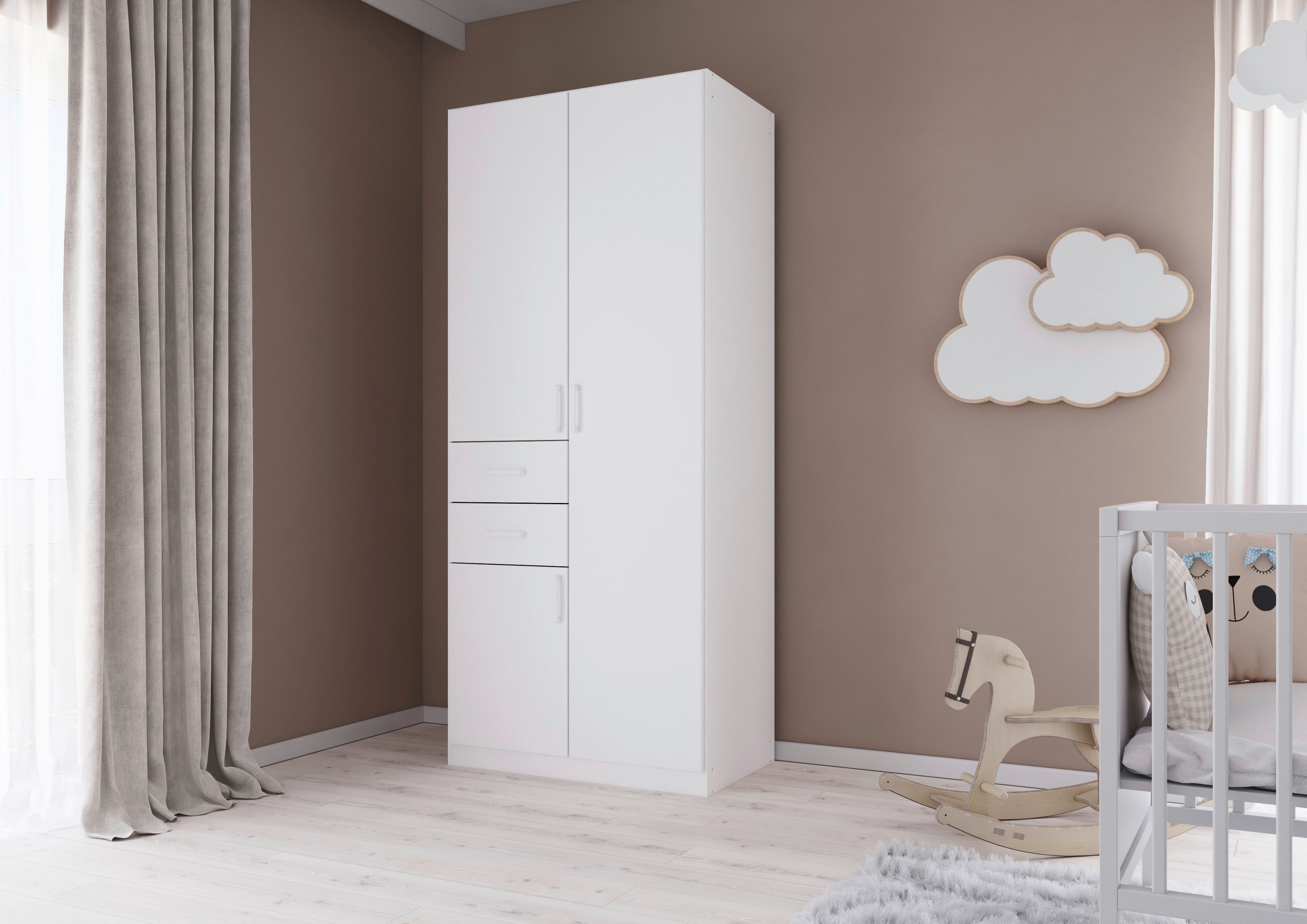 rauch Draaideurkast Kledingkast kast garderobe MAIKA met decor-front 2 lades, in verschillende breedtes, hoogtes, kleuren, made in germany