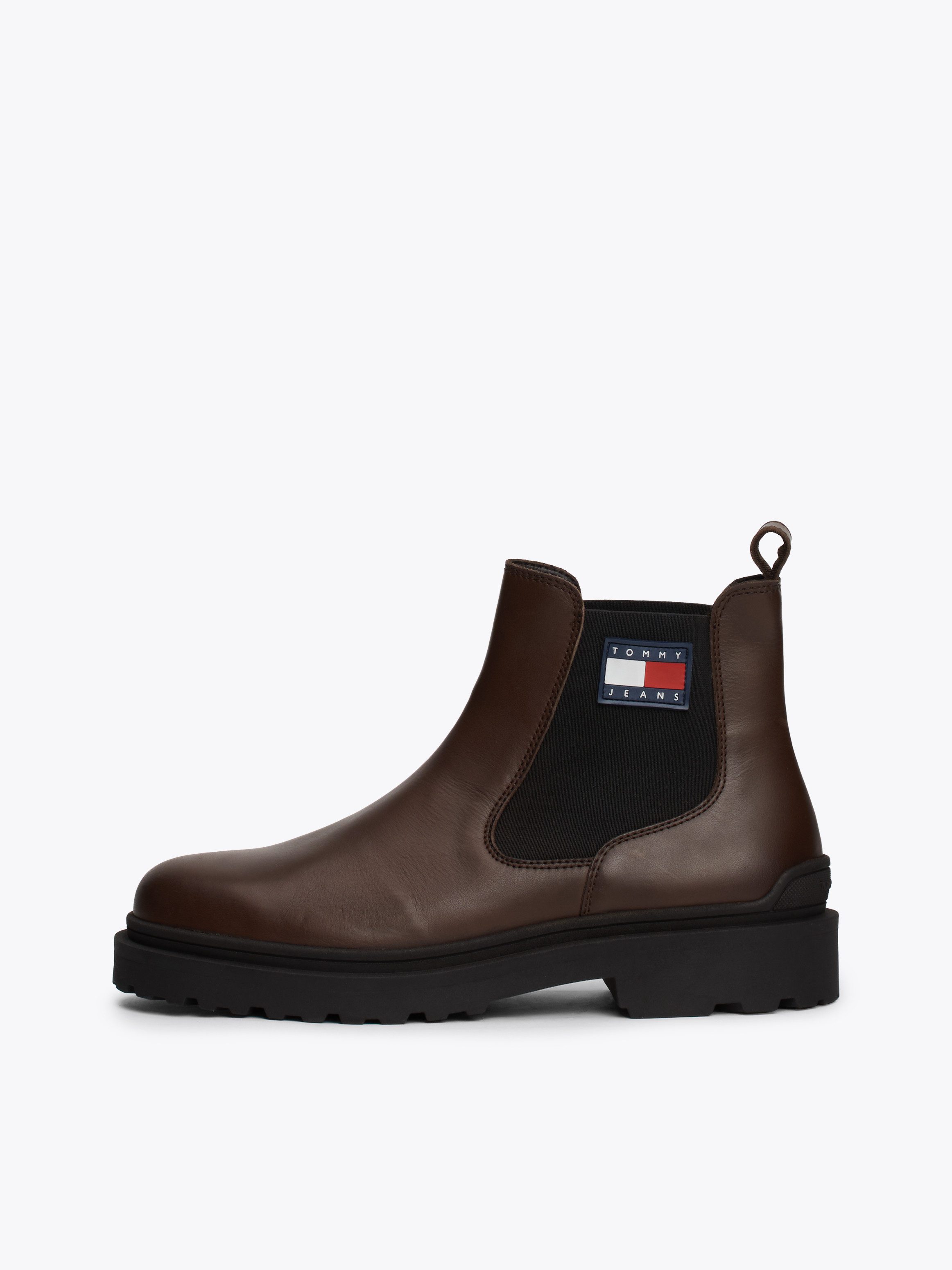 TOMMY JEANS Chelsea-boots TJM LEATHER CHELSEA BOOT hakken, zakelijke mode, instaplaarzen, enkellaars, breedte g