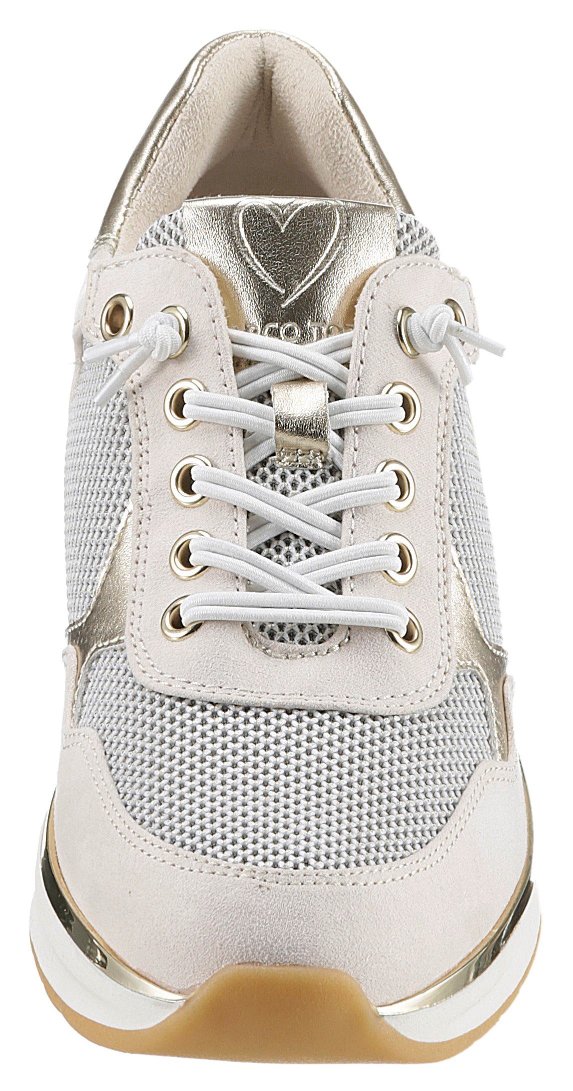 Marco Tozzi Slip-on sneakers Wedge sneaker, veterschoen, slipper met glanzende details