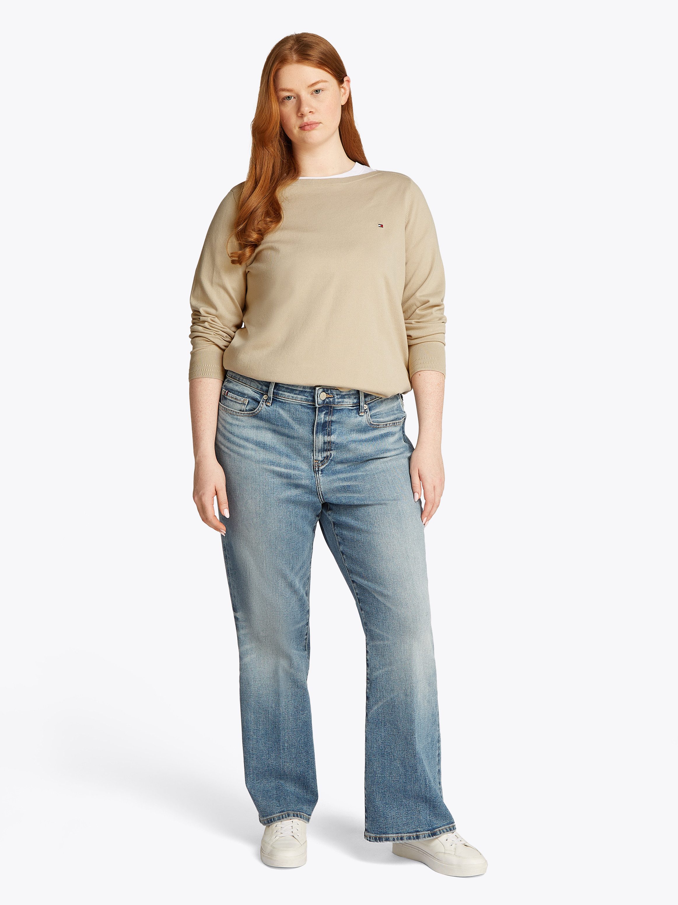 Tommy Hilfiger Curve Gebreide trui CRV CO JERSEY STITCH LS B-NK SWT