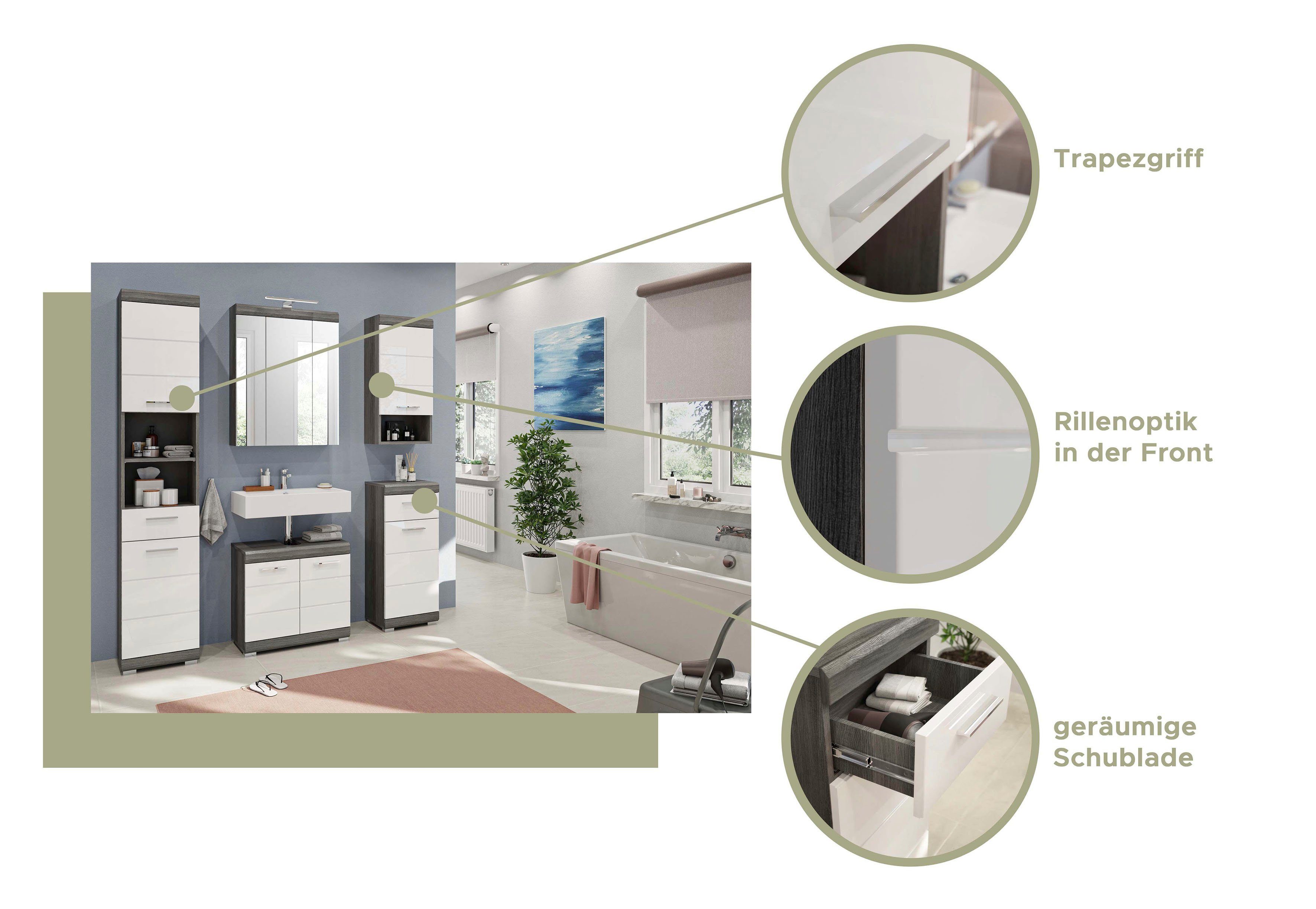 INOSIGN Wastafelonderkast Siena, breedte 60 cm, 2 deuren, 2 vakken, met sifonaansluiting, MDF-front in verschillende kleuren verkrijgbaar, badkamermeubels, badkamerkast, commode, badkamer (1 stuk)