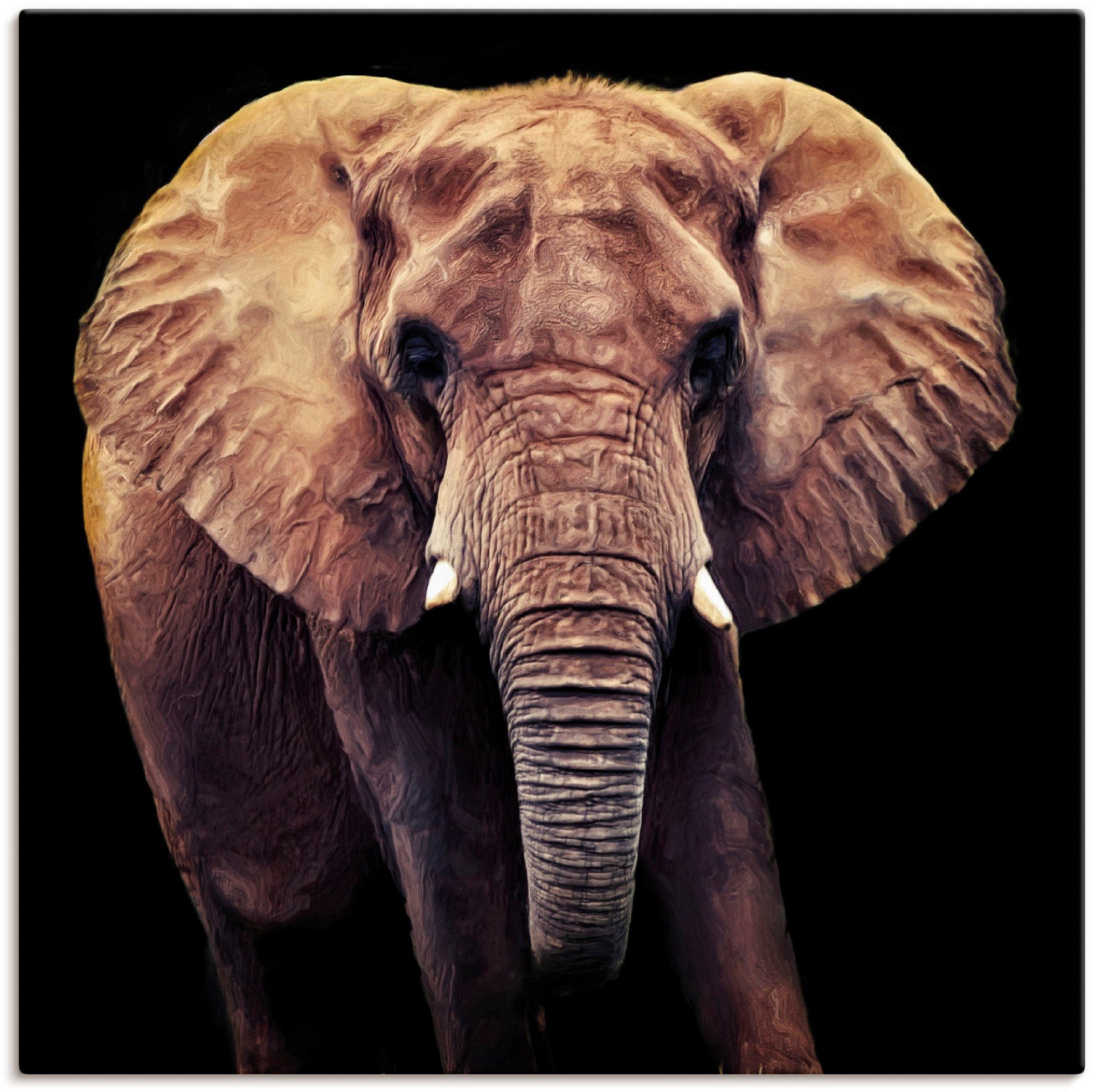 Artland Artprint op linnen Olifant gespannen op een spieraam foto schilderijen zwart