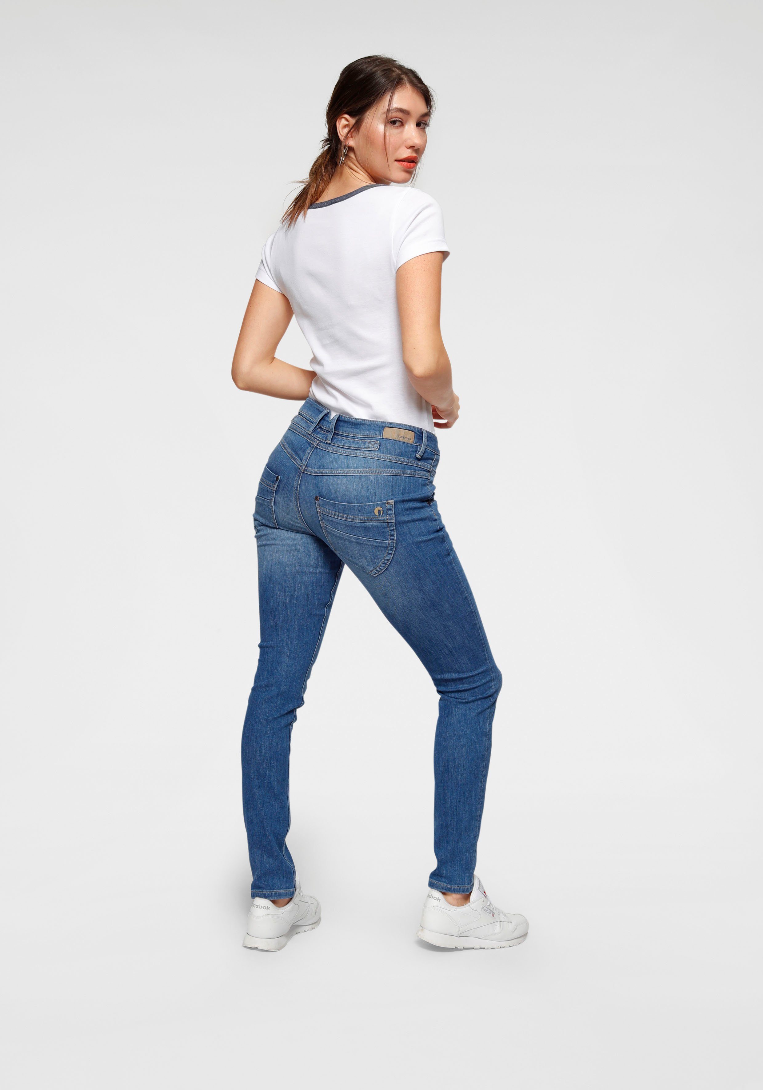 GANG Skinny fit jeans 94Medina met stijlvolle, half open knoopsluiting