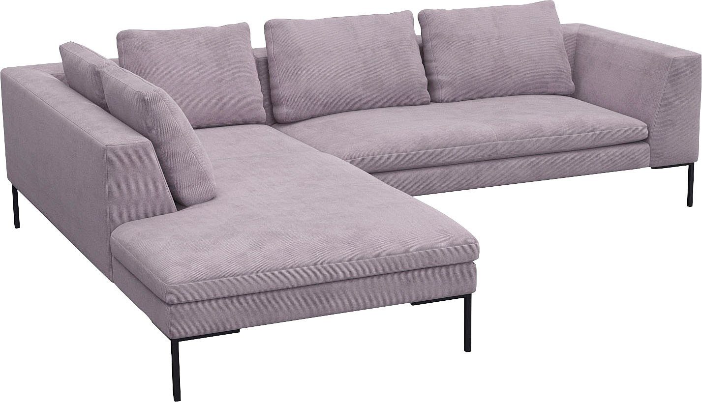 FLEXLUX Hoekbank Loano, supercomfortabel zitcomfort door koudschuim in de zitting moderne bank, vrij in de ruimte te plaatsen, losse kussens, l-vorm